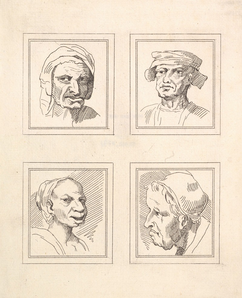 This artwork features caricatures by Wenceslaus Hollar, showcasing exaggerated portraits.