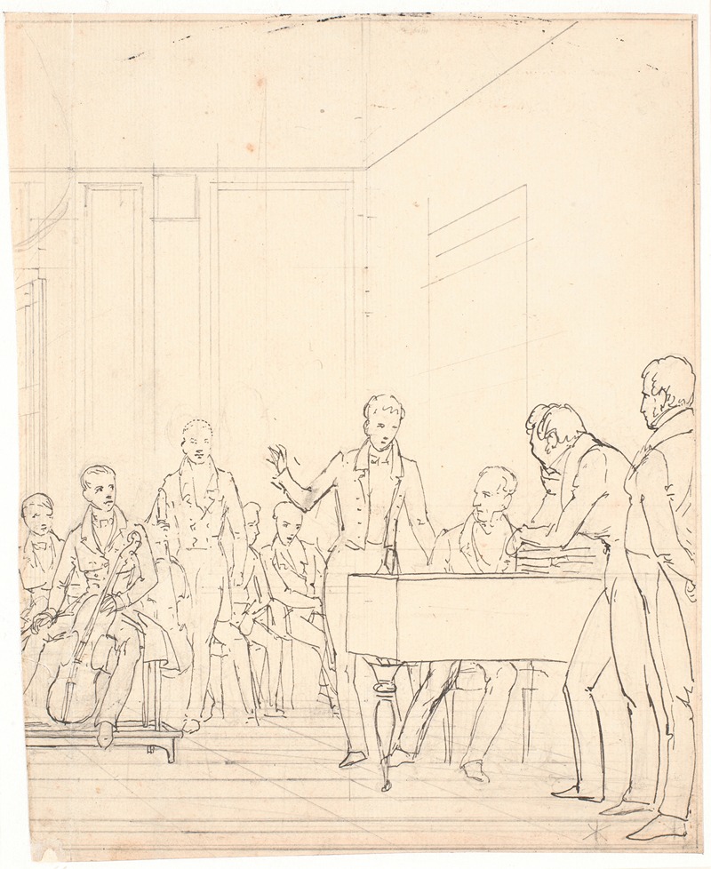 A genre scene depicting a musical evening gathering.