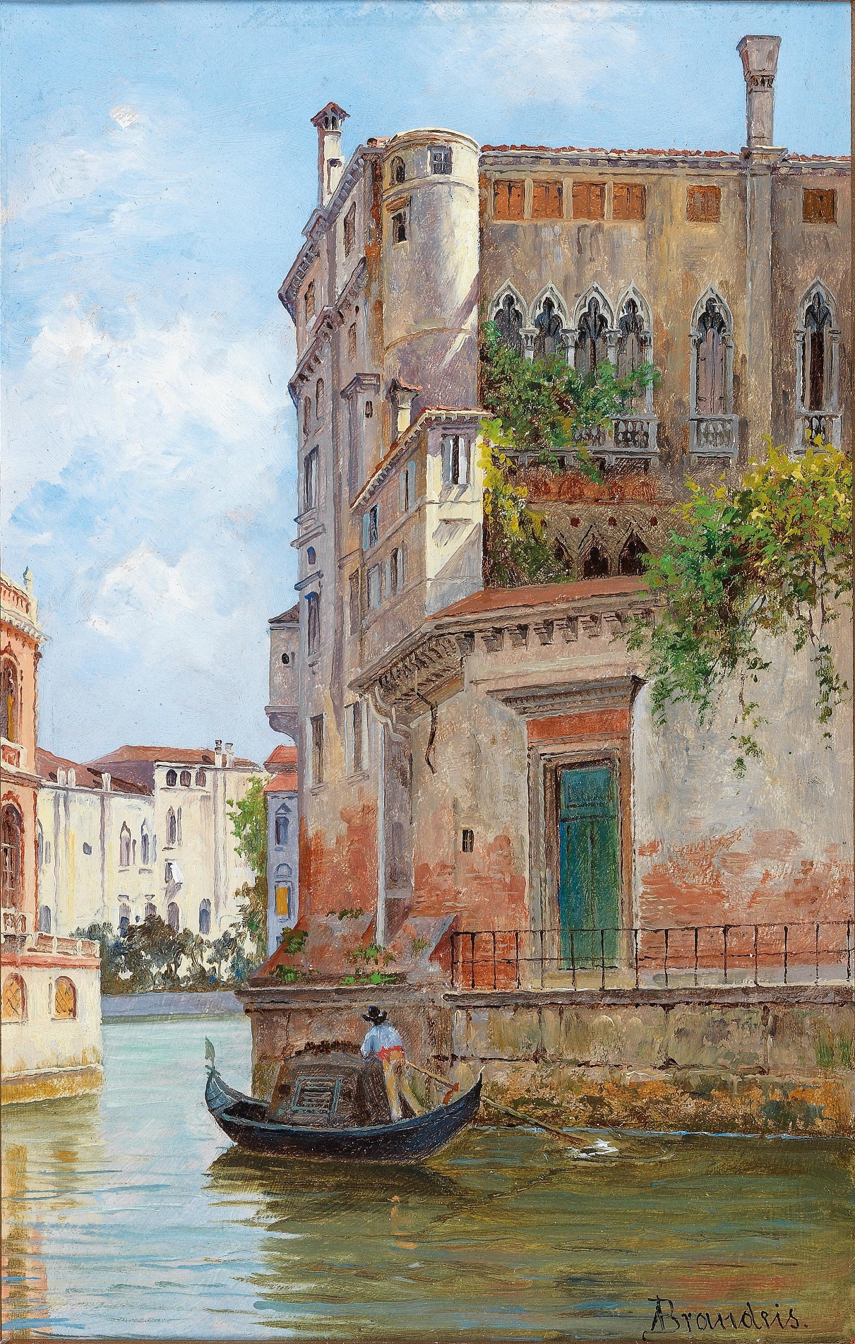 Palazzo by Antonietta Brandeis, oil on canvas, featuring sunlight on elegant architecture