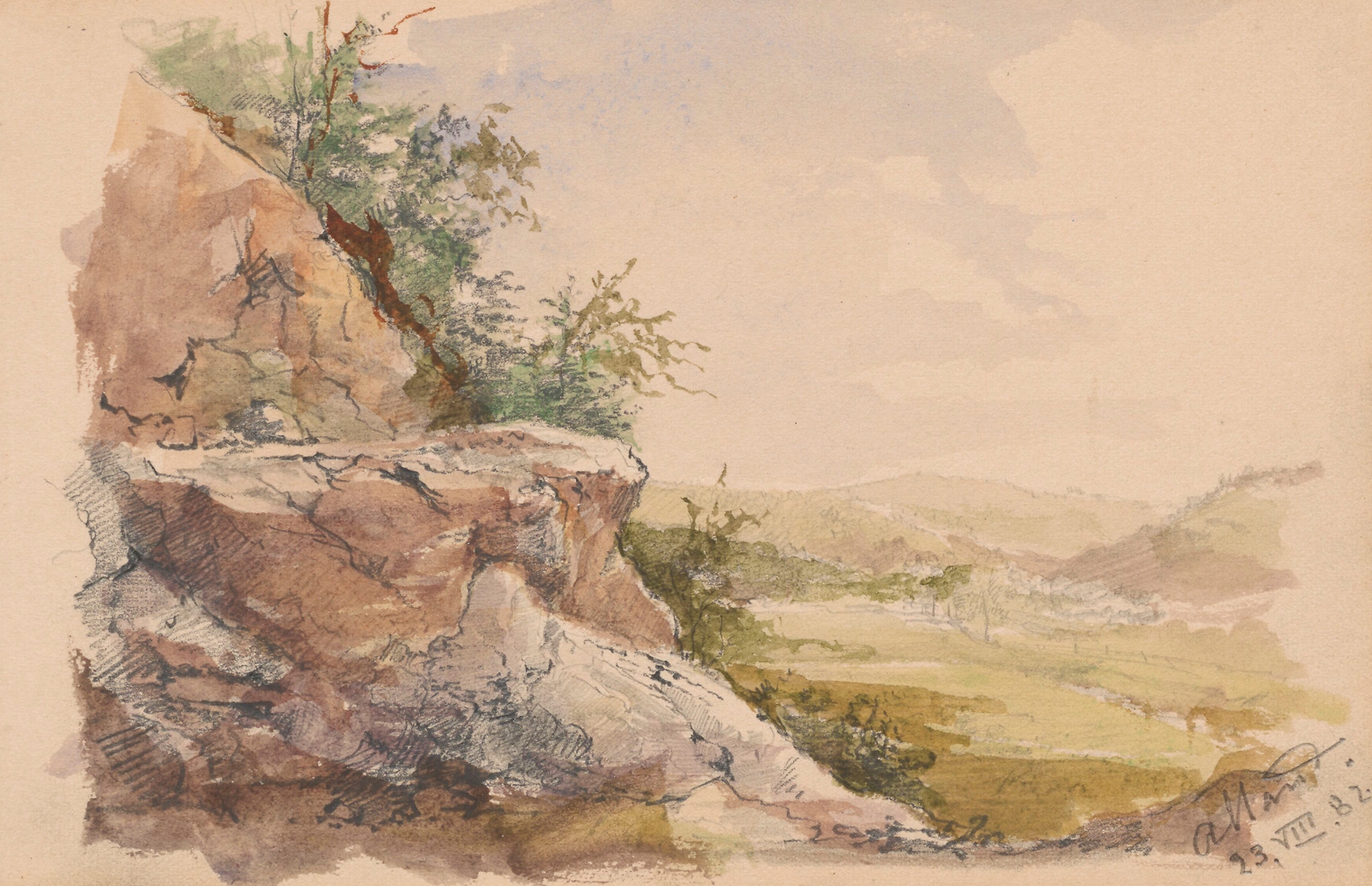 Landscape with rocky outcrop, oil on canvas by Anna Bilińska-Bohdanowicz