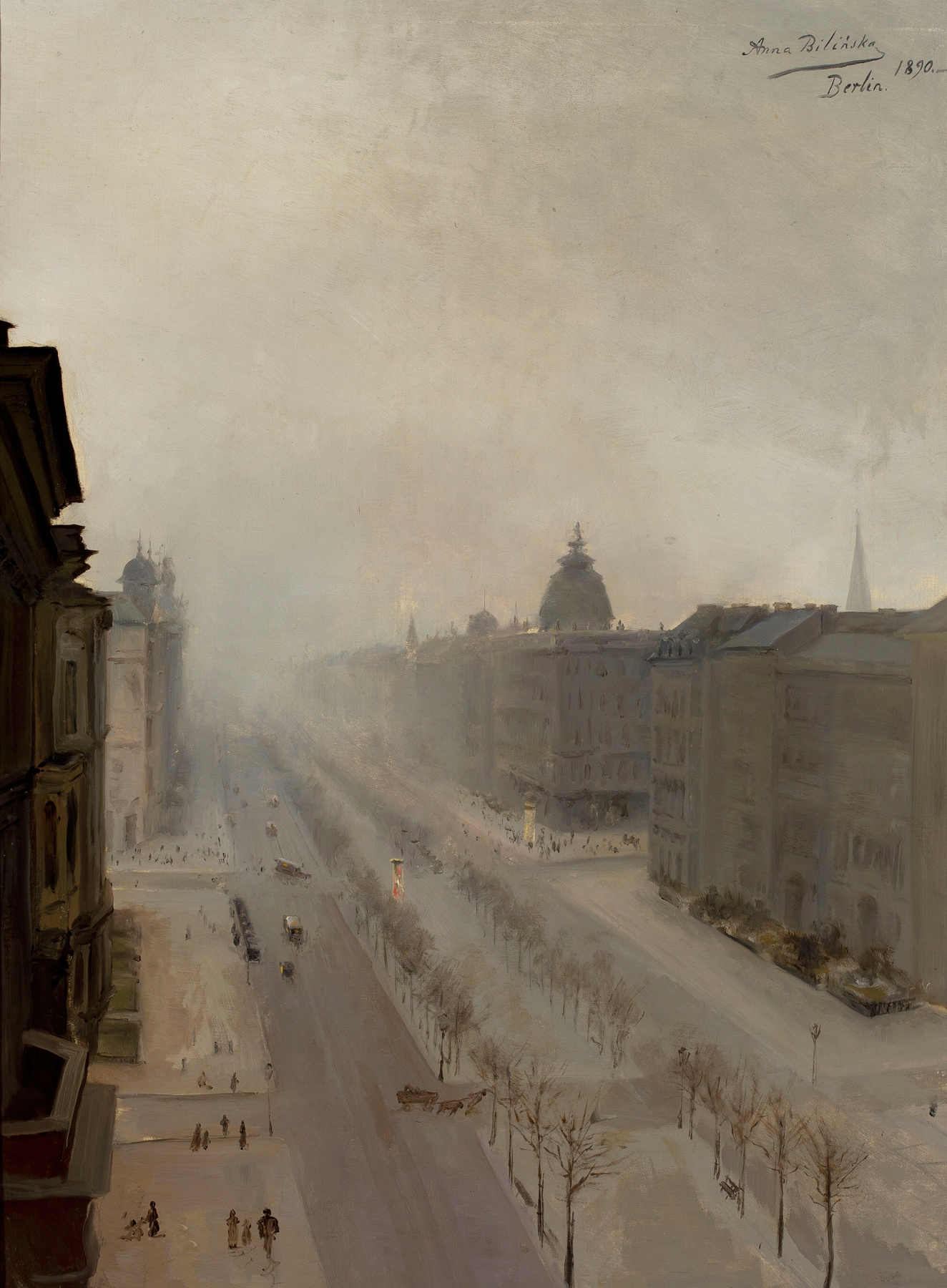 Oil painting by Anna Bilińska-Bohdanowicz depicting Unter den Linden Street in Berlin