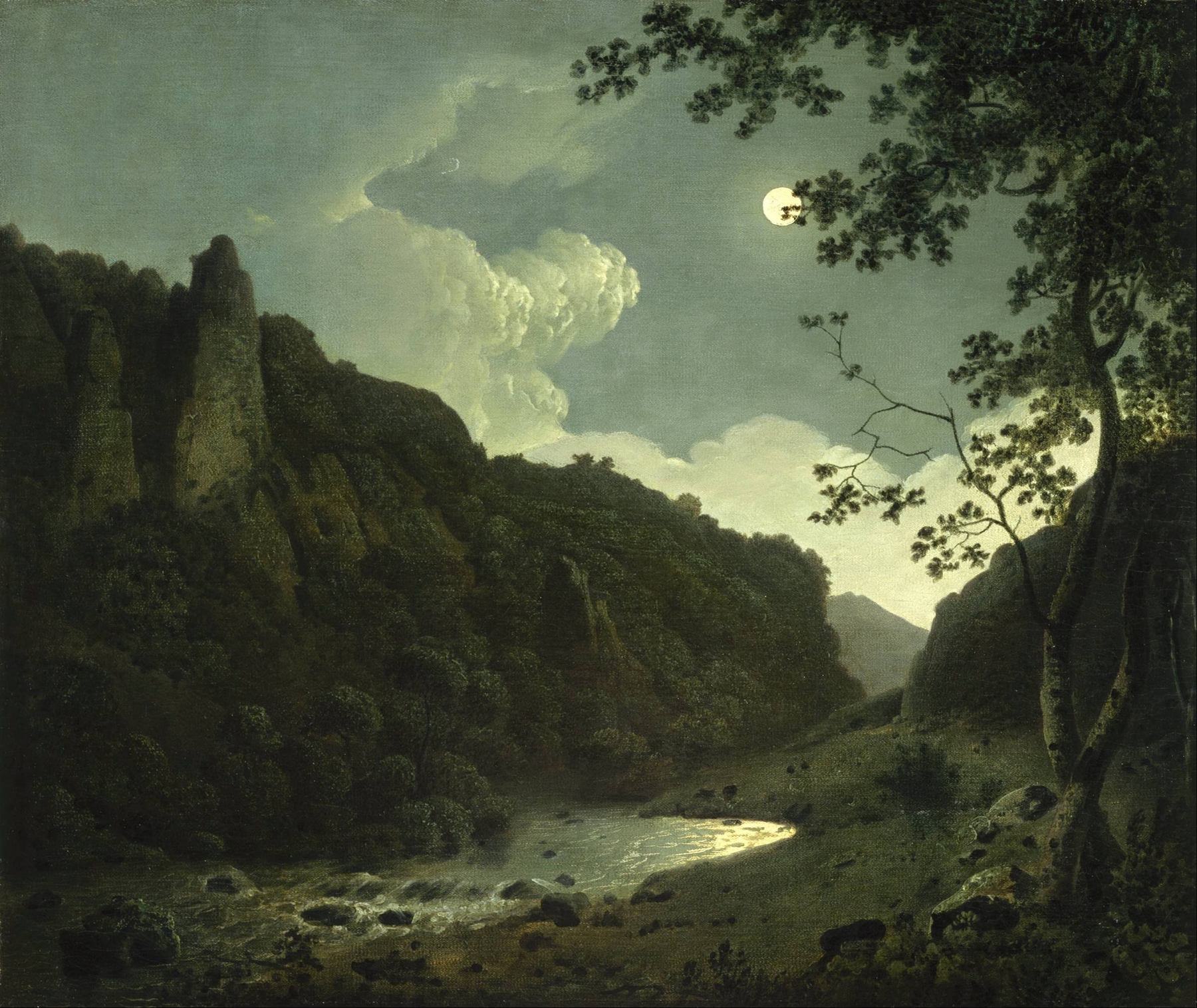 Dovedale by Moonlight, by Joseph Wright of Derby, public domain