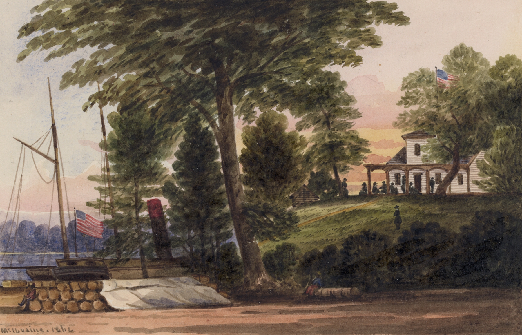 Landscape with a white house by the Pamunkey River, oil painting by William McIlvaine