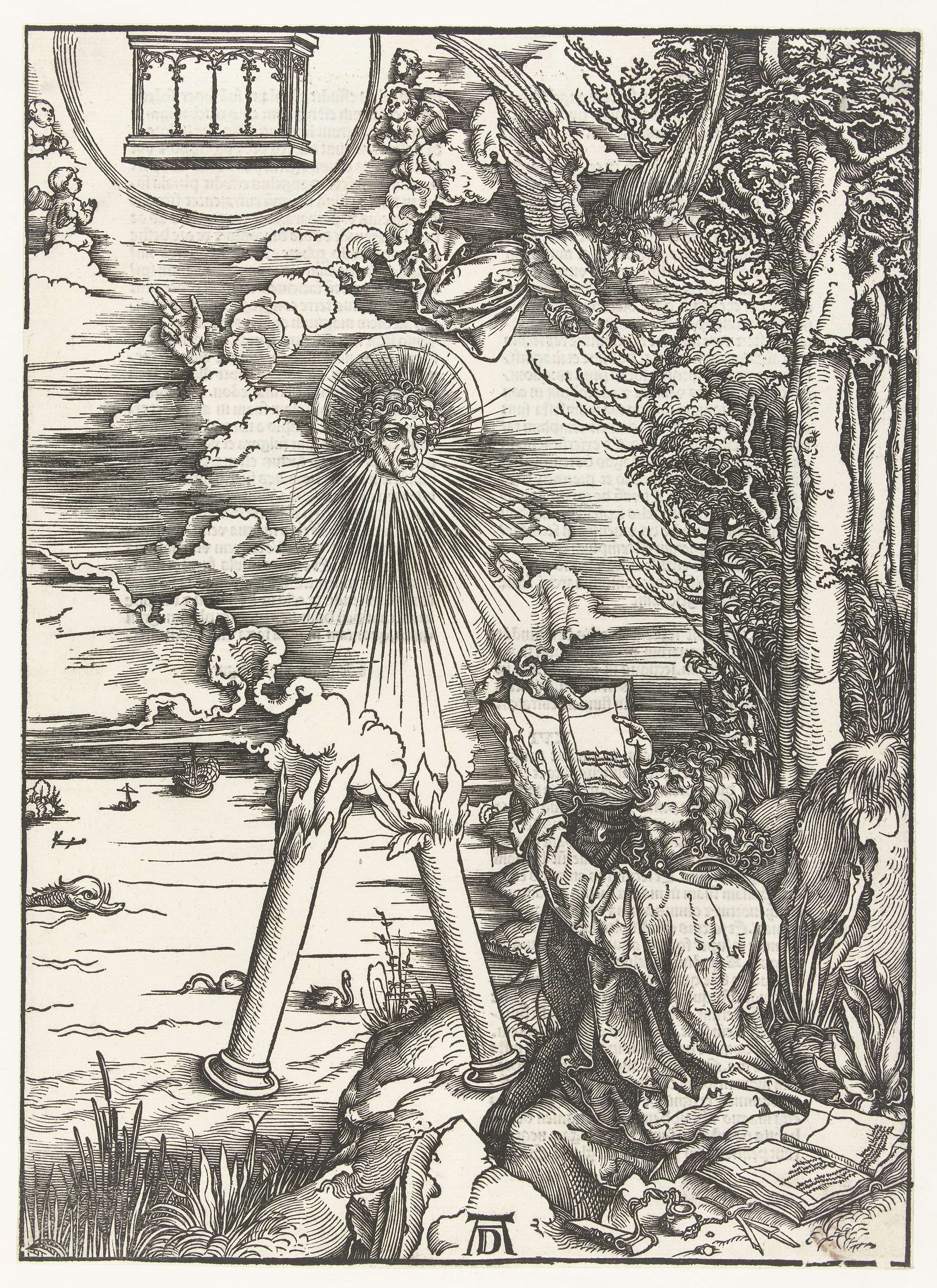 Engraving by Albrecht Dürer depicting John the Evangelist holding a book