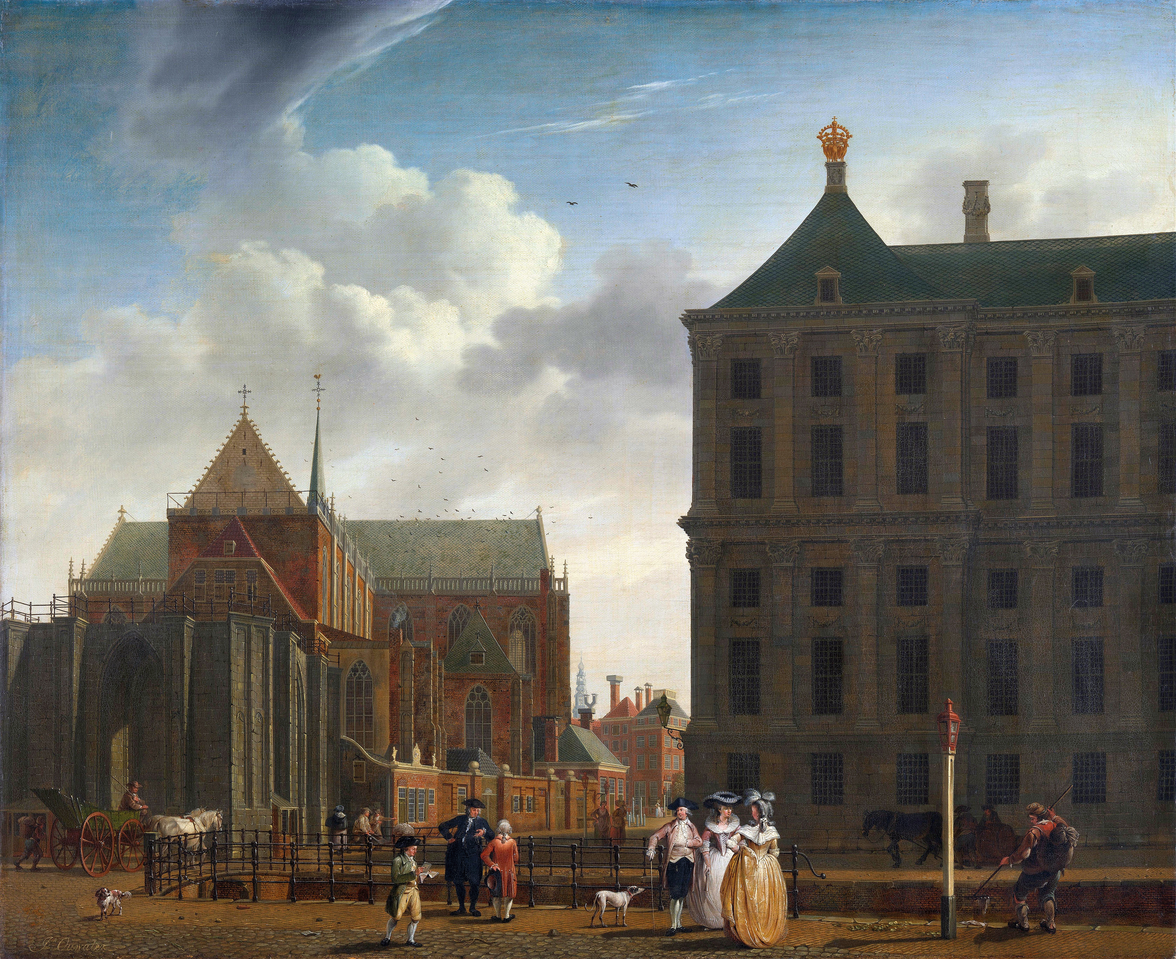The Nieuwe Kerk and Town Hall in Amsterdam, oil painting by Isaac Ouwater