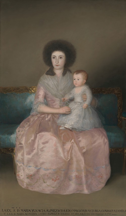 A mother and daughter pose elegantly in a portrait by Francisco de Goya.