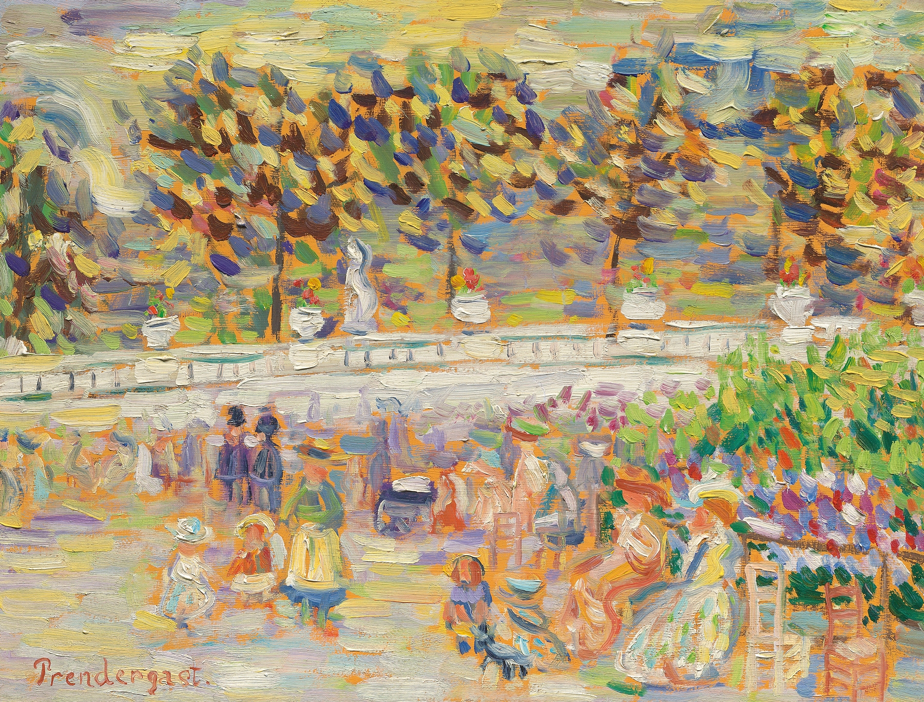 Summer in the Park, Jardin du Luxembourg, Paris, by Maurice Prendergast, public domain
