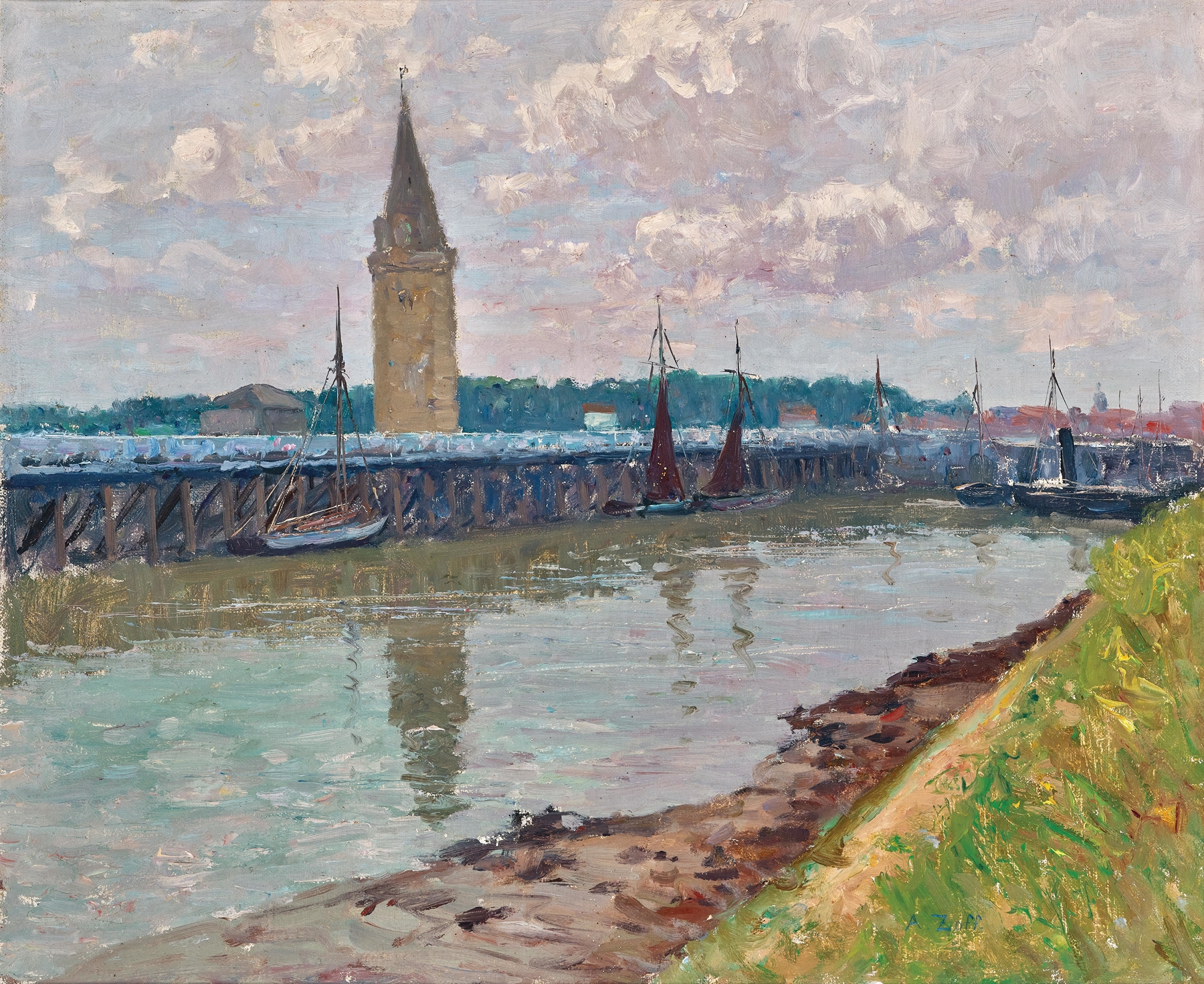 Fischerhafen in Nieuport, by Alfred Zoff, public domain