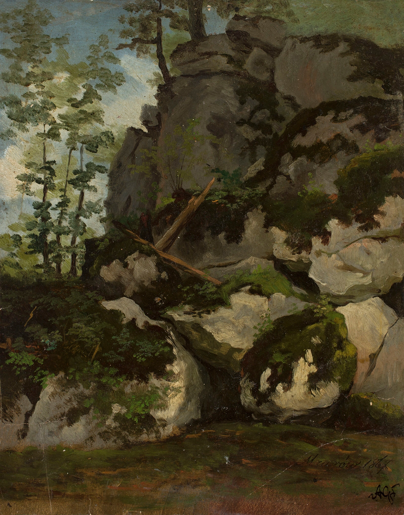Landscape with rocks, oil painting by Adrian Głębocki
