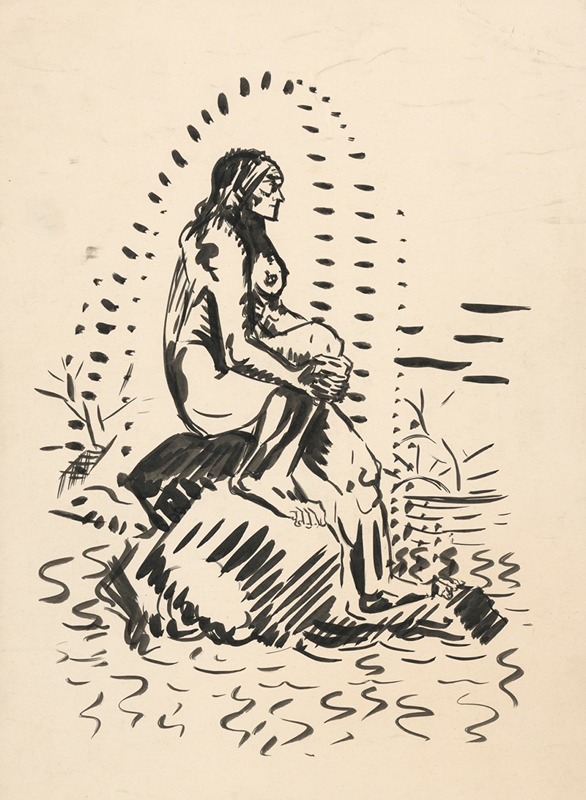 A serene scene of a figure by the water, reflecting the beauty of nature.