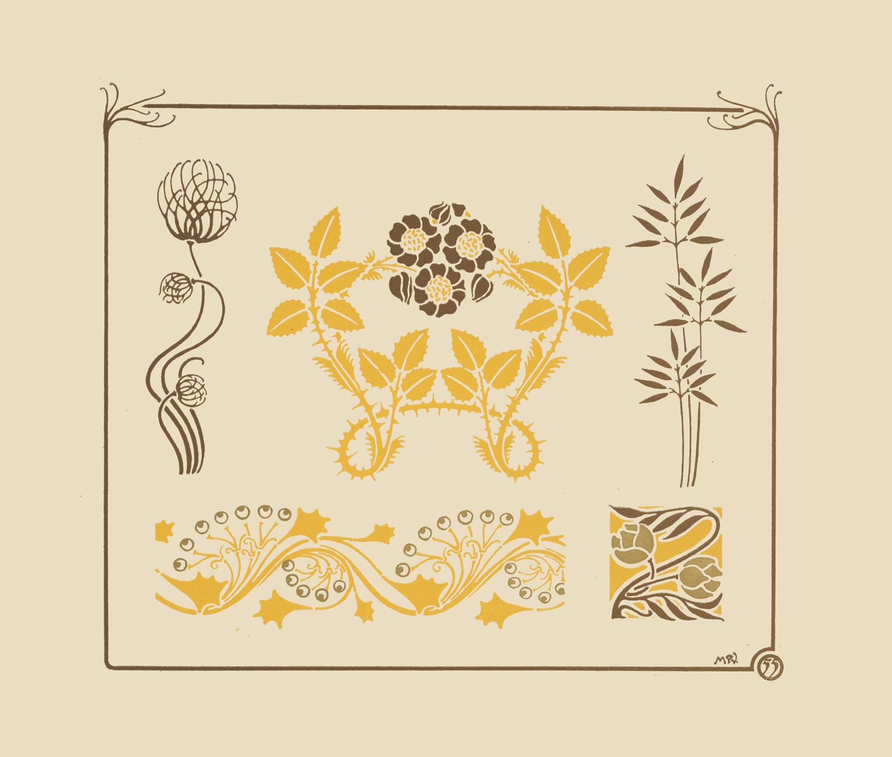 Abstract design based on flowers and thorns., by Maurice Pillard Verneuil, public domain
