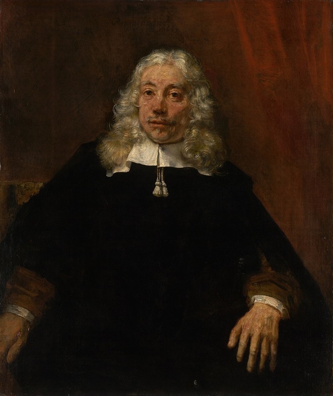 A portrait of a white-haired man by Rembrandt van Rijn.