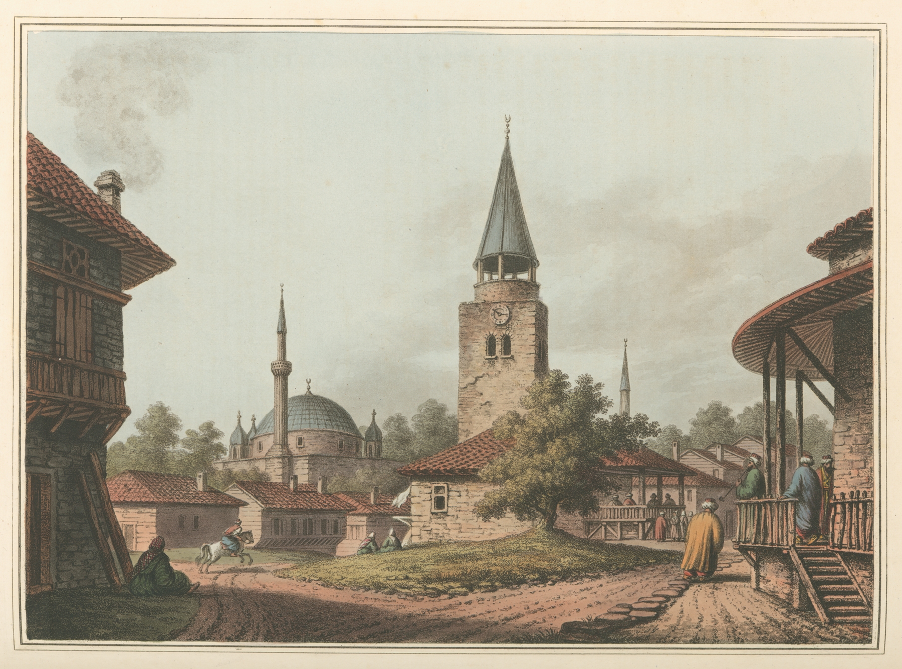 Kaskerat by Luigi Mayer, watercolor on paper depicting vibrant hills and light.