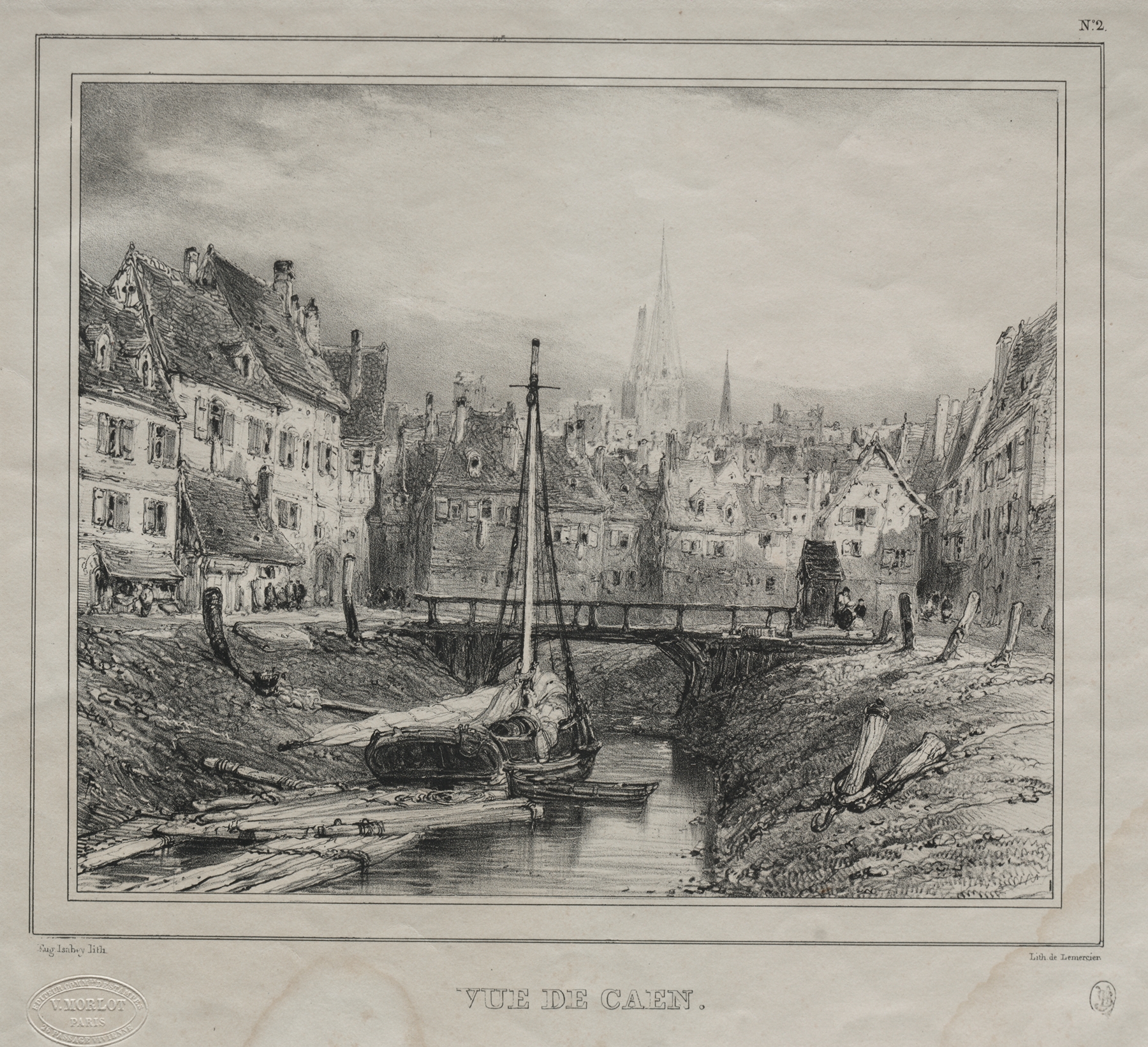 Vue de Caen, by Eugène Isabey, public domain