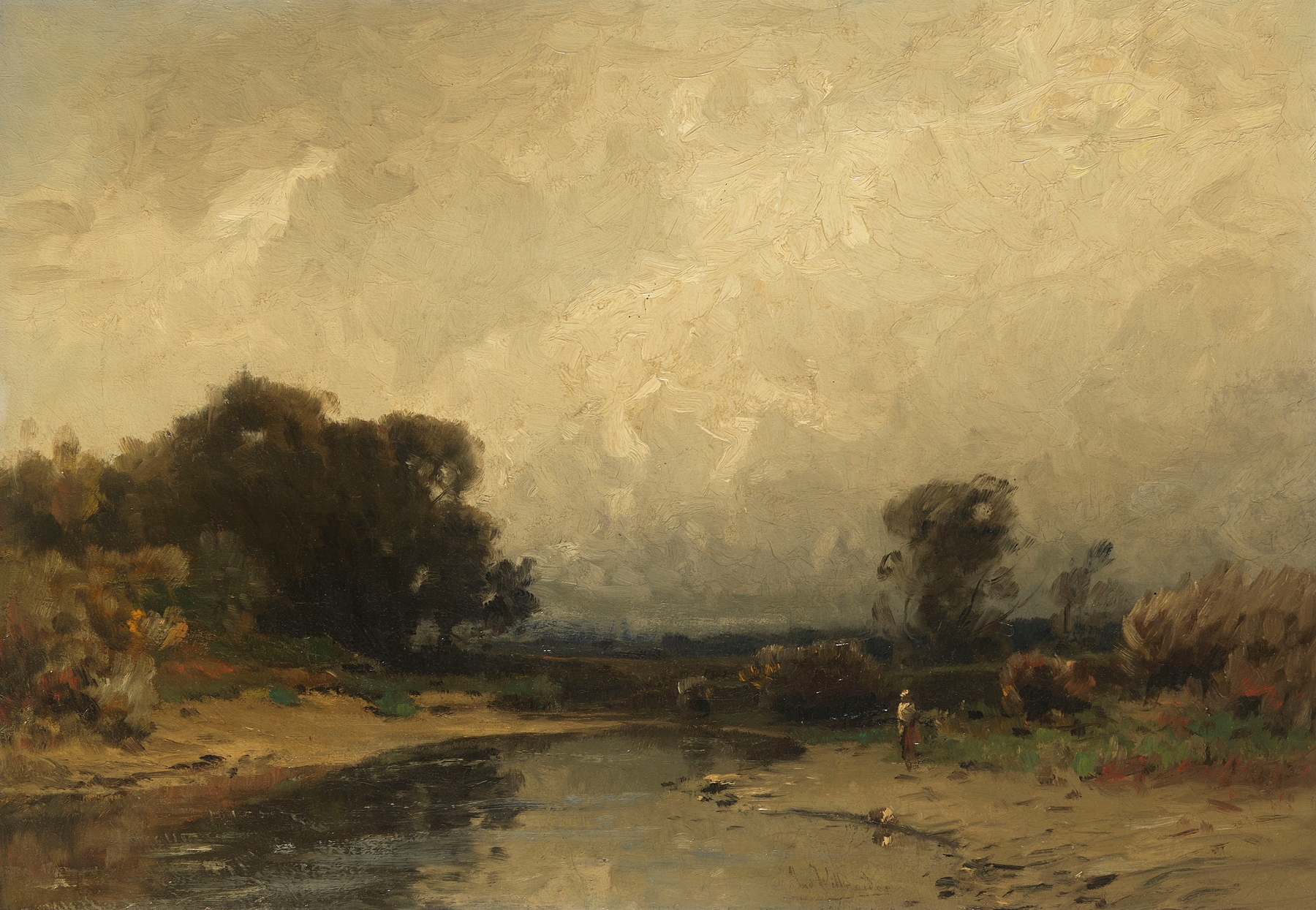 Oberbayrische Landschaft by Ludwig Willroider, oil painting depicting gentle hills and soft light.