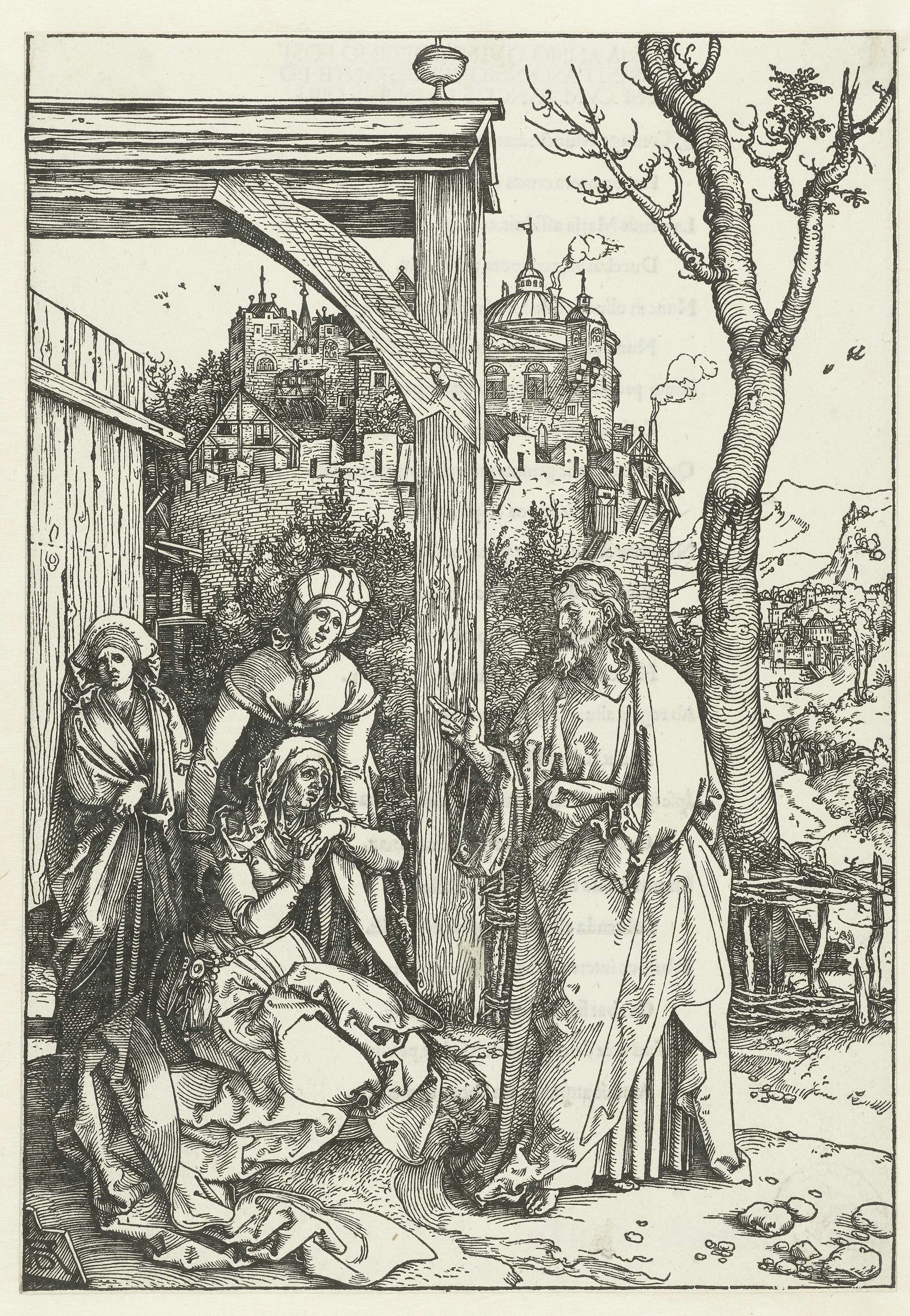 Religious woodcut depicting Christ and Maria by Albrecht Dürer