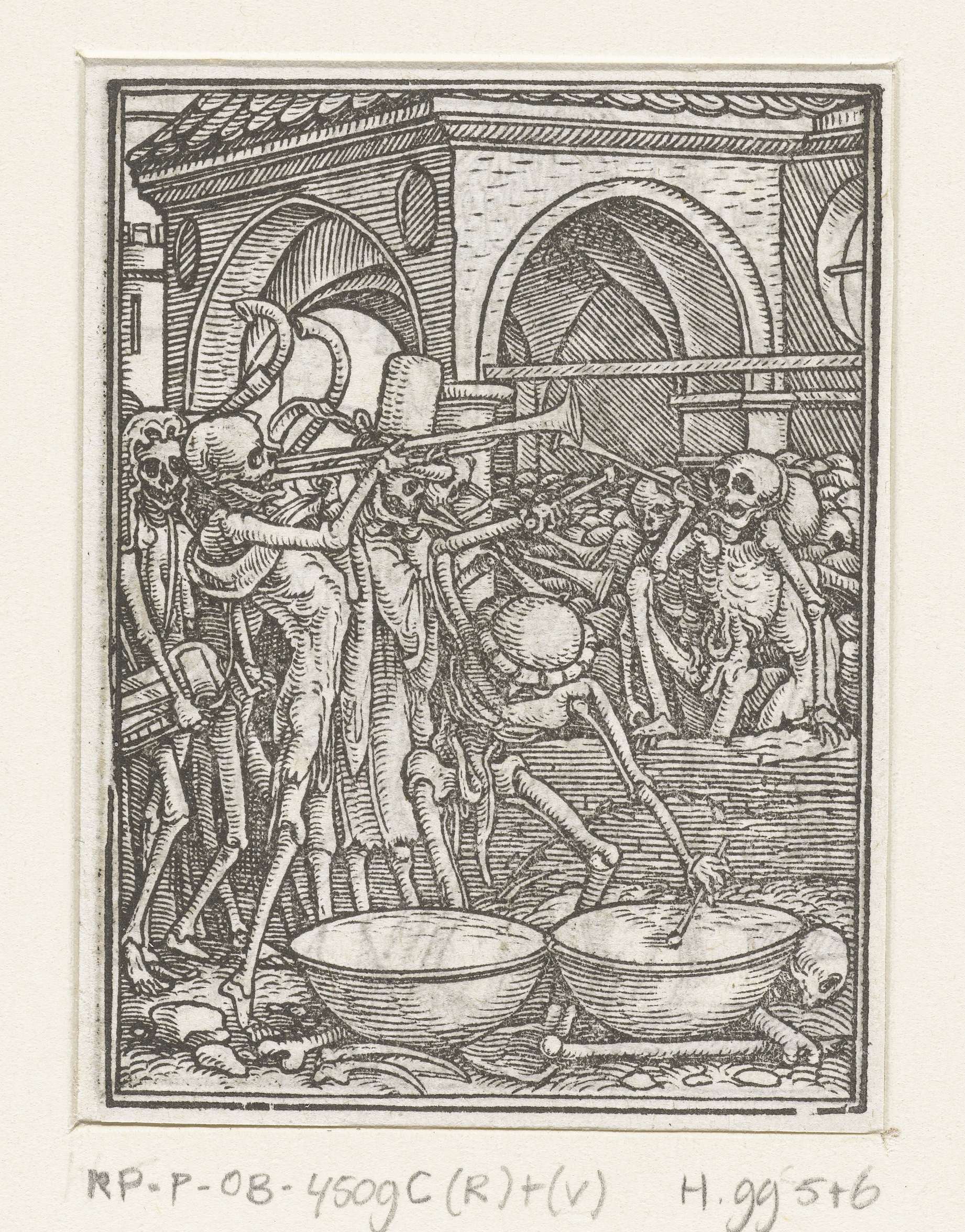 Skeletons Making Music from Dance of the Dead, by Hans Holbein (II), public domain