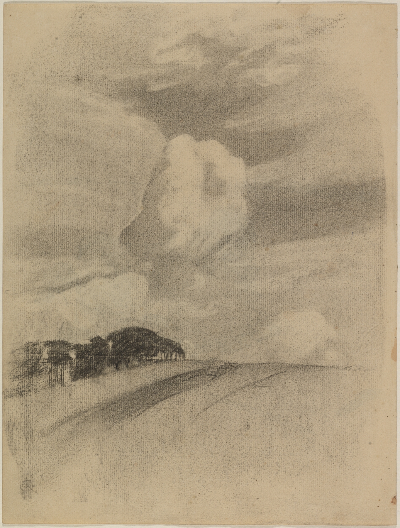 Landschaftsstudie by Gustav Kampmann, depicting a serene landscape with rolling hills in an unknown medium.