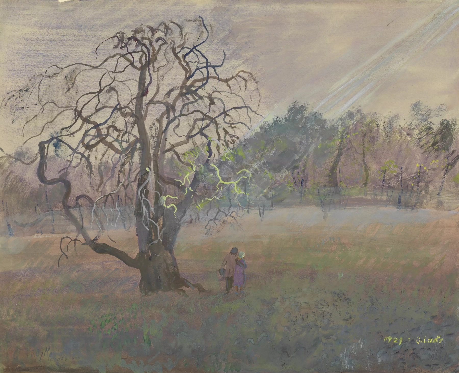 Landscape with vibrant hues, oil painting by Oskar Laske, 1929