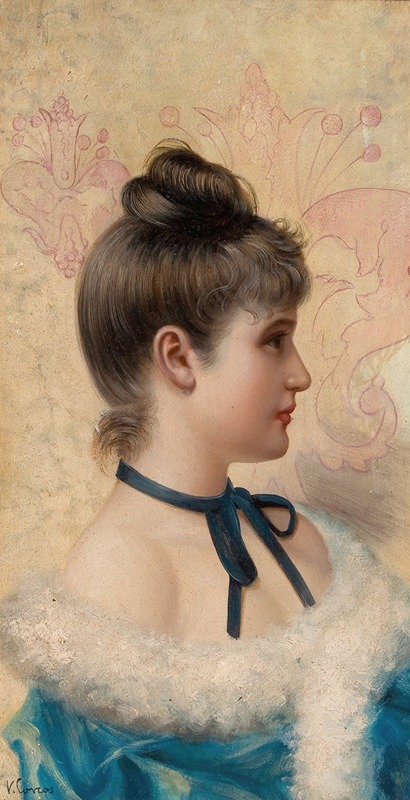 A profile portrait of a young beauty by Vittorio Matteo Corcos.