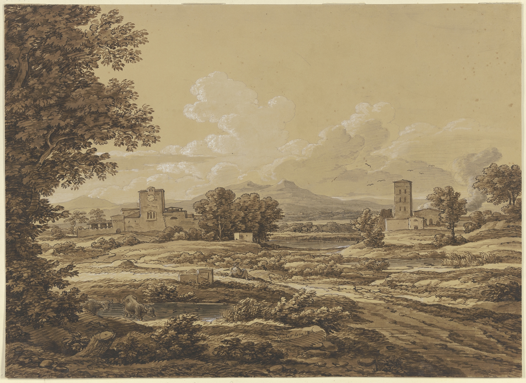 Landschaft mit der Torre del Quinto vor Rom by Johann Christian Reinhart, oil painting