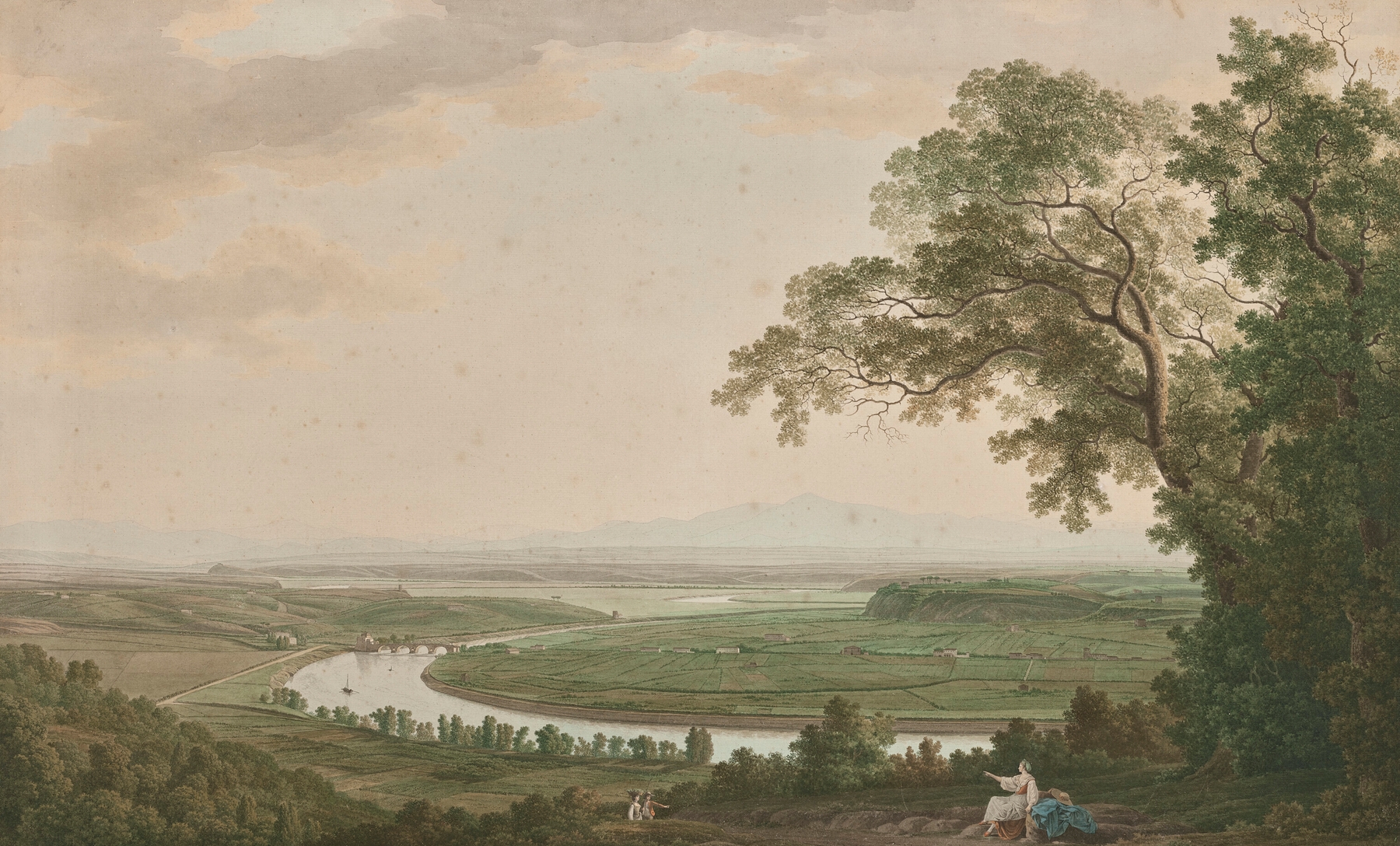 A view of the Tiber Valley towards the North from Monte Mario, by Giovanni Battista Lusieri, public domain