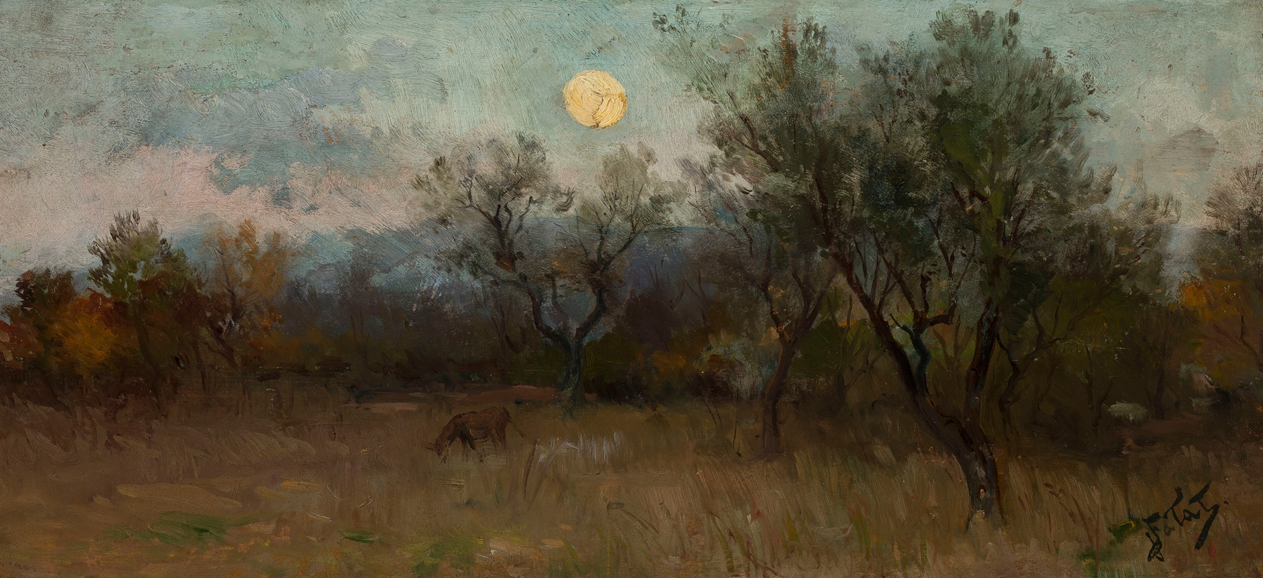 Landscape of a grove in oil painting by Julian Falat