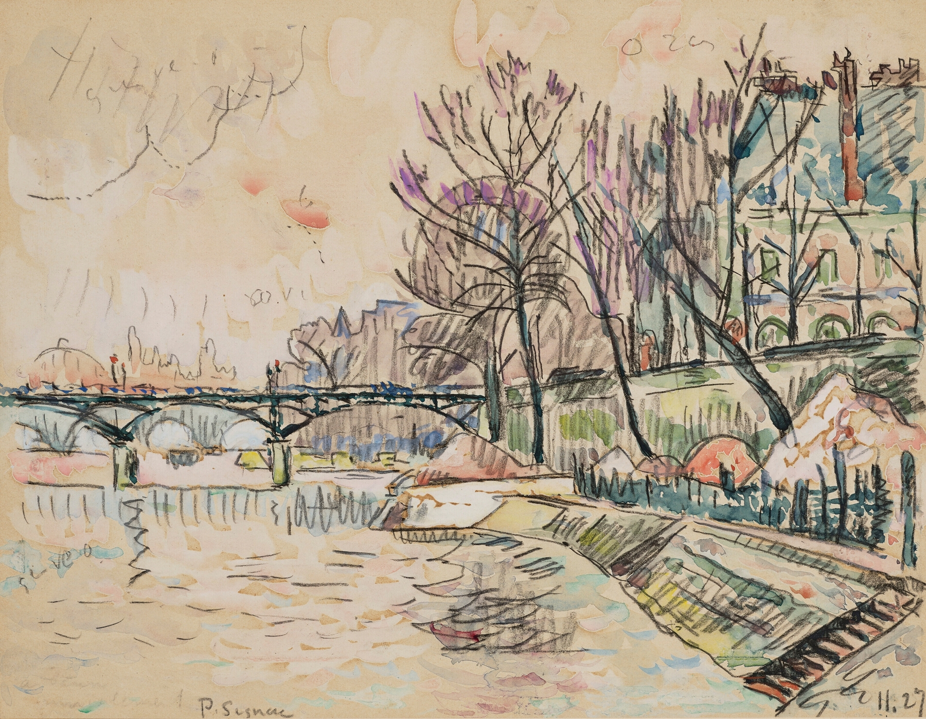Paris, le Pont des Arts, by Paul Signac, public domain