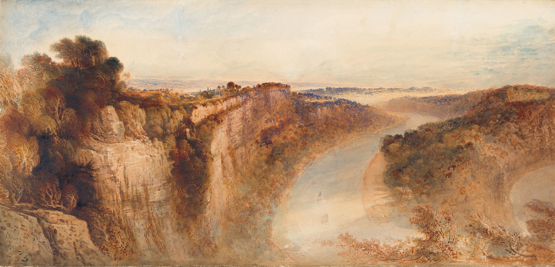 View on the River Wye, Looking towards Chepstow, by John Martin, public domain