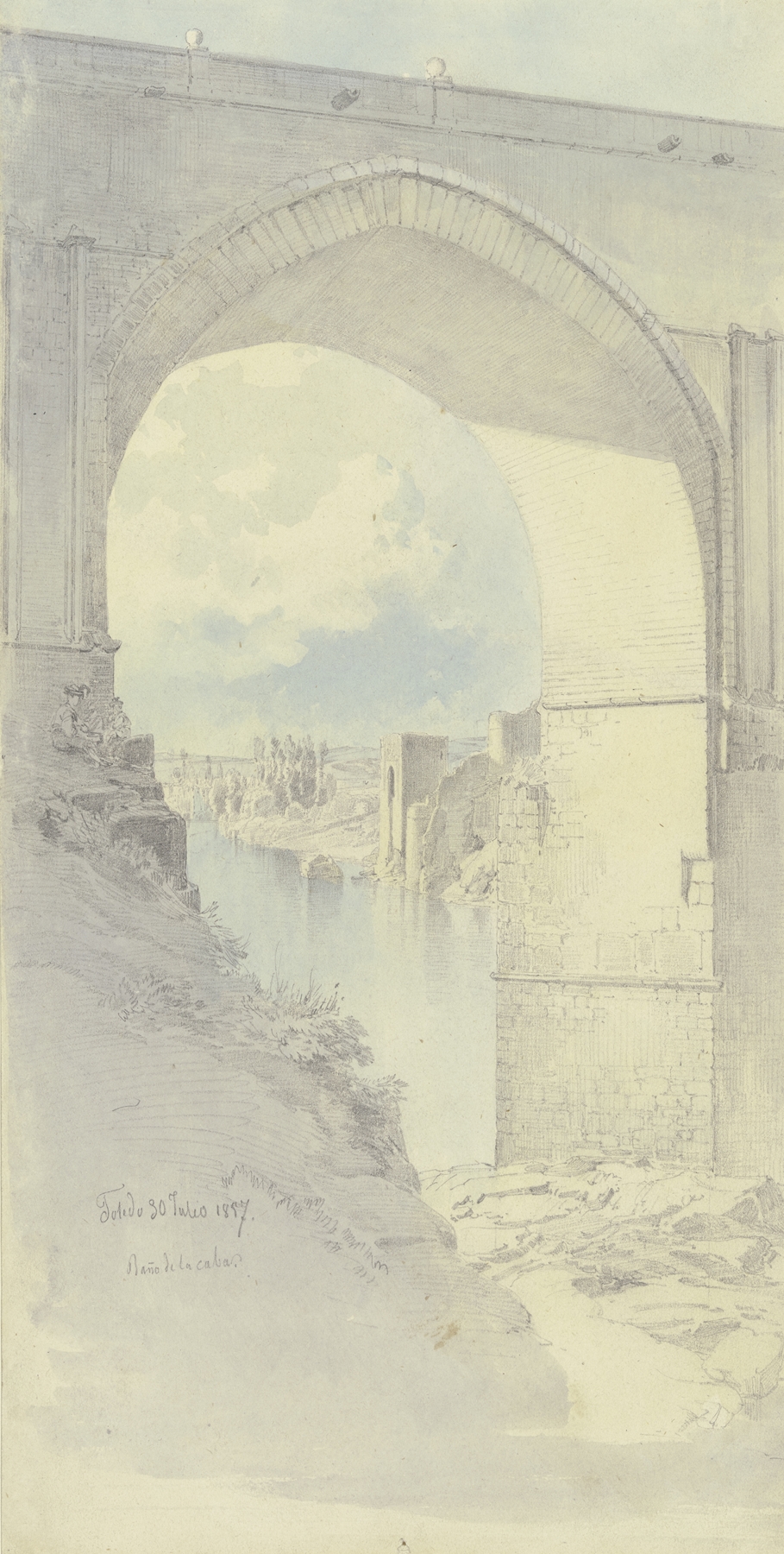 Architecture scene featuring a bridge in Toledo by Fritz Bamberger