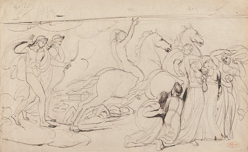 George Romney's painting depicts the tragic fate of Niobe's children.