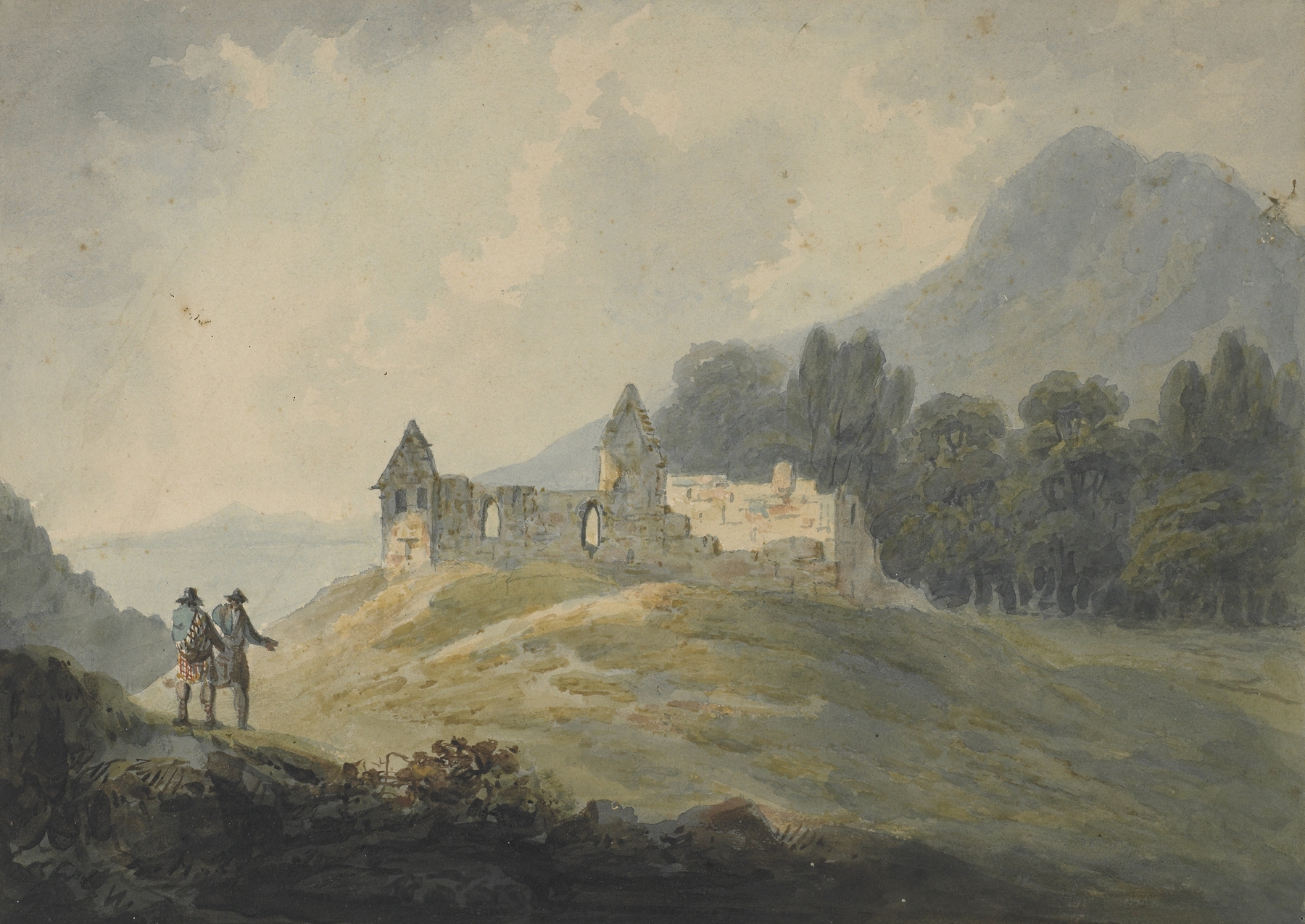 Ruins of the Old Kirk, watercolor on paper by Edward Dayes