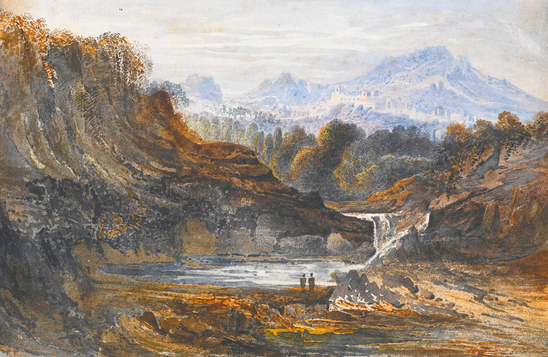 Figures In A Classical Landscape, by John Martin, public domain
