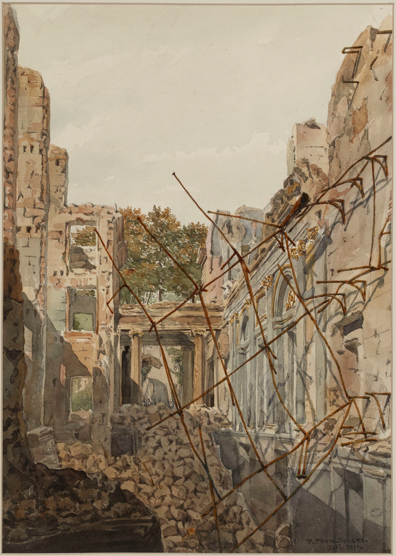 Ruines du Palais de Saint-Cloud en 1871., by Richard Phené Spiers, public domain