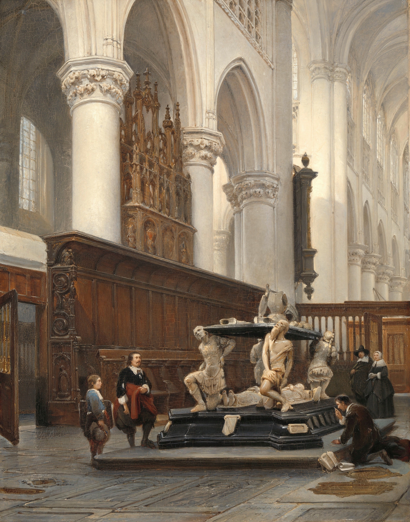 The Choir of the O.L.-Vrouwekerk in Breda with the Tomb of Engelbert II of Nassau, by Johannes Bosboom, public domain