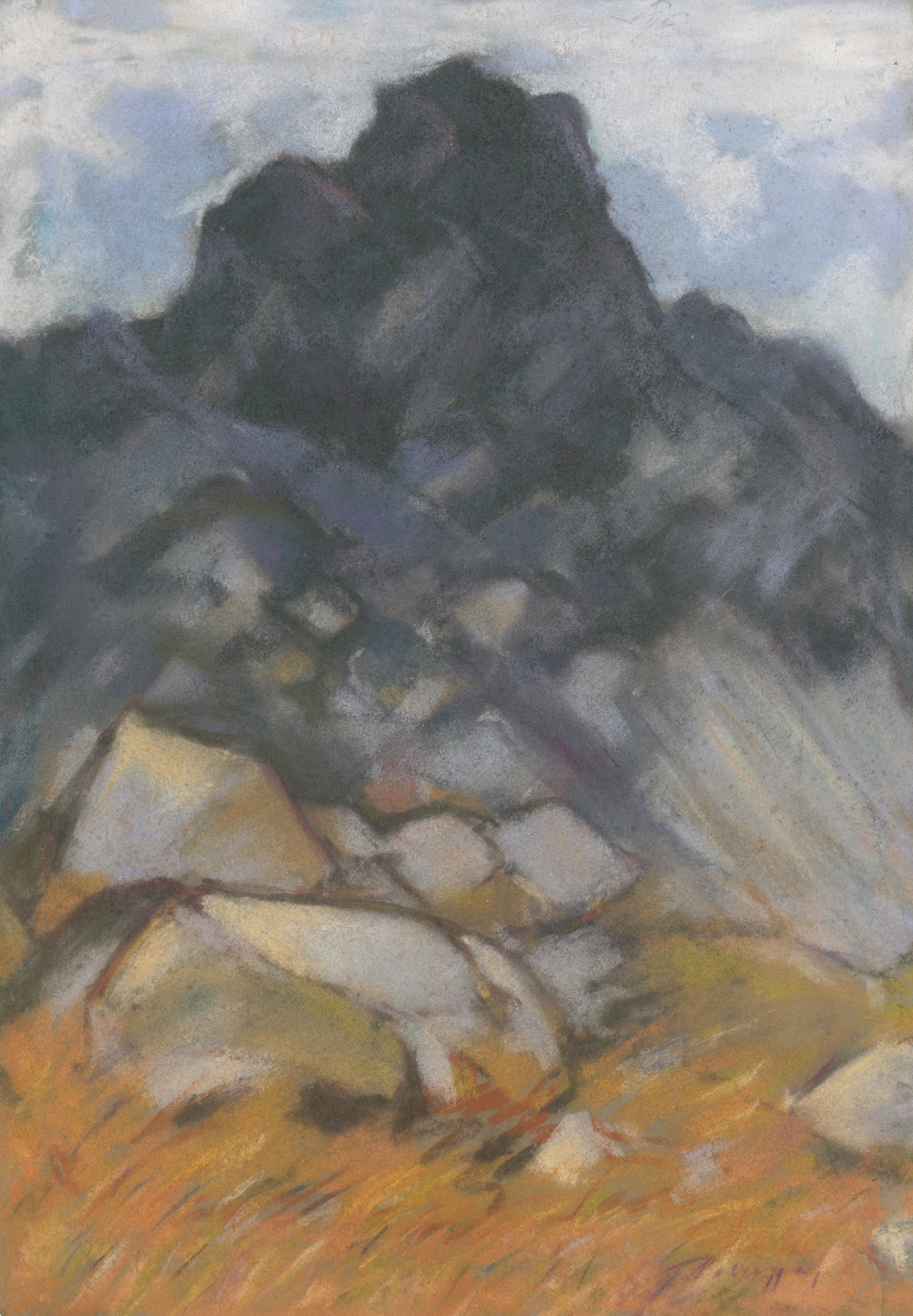 Rocky Summit by Zolo Palugyay, modernism, landscape with jagged rocks and muted earth tones