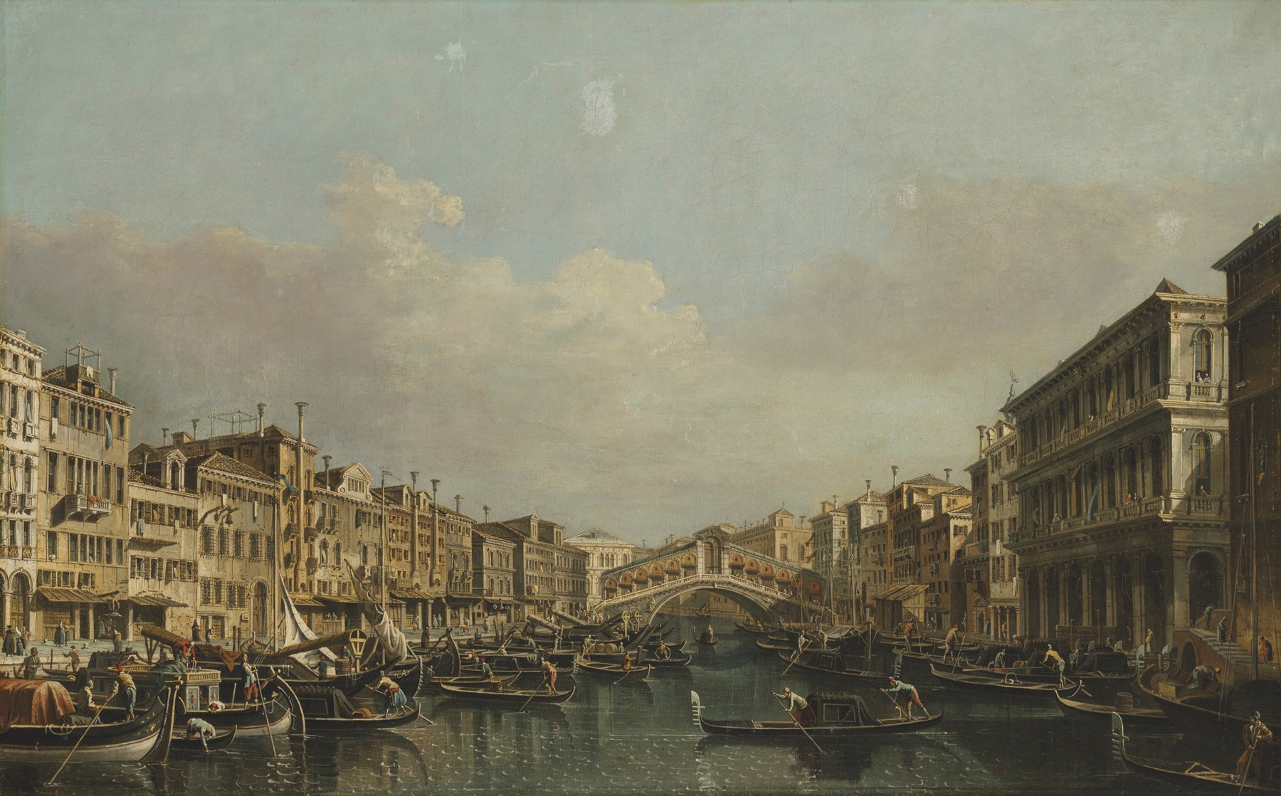 The Grand Canal with the Rialto Bridge, oil on canvas by Francesco Tironi