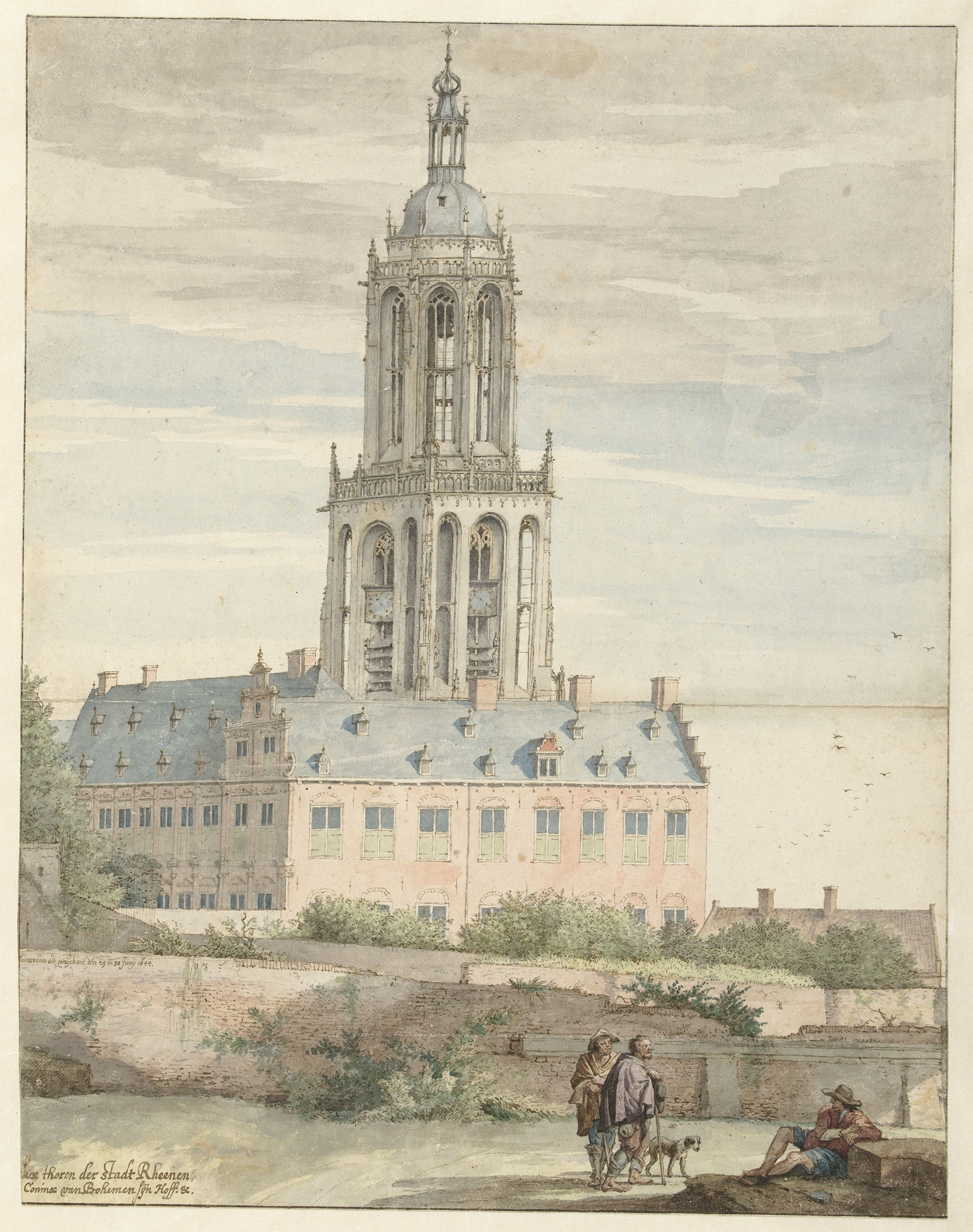 View of the Palace of Frederik V, Elector Palatine, and the Sint-Cunerakerk, Rhenen, by Pieter Jansz Saenredam, public domain