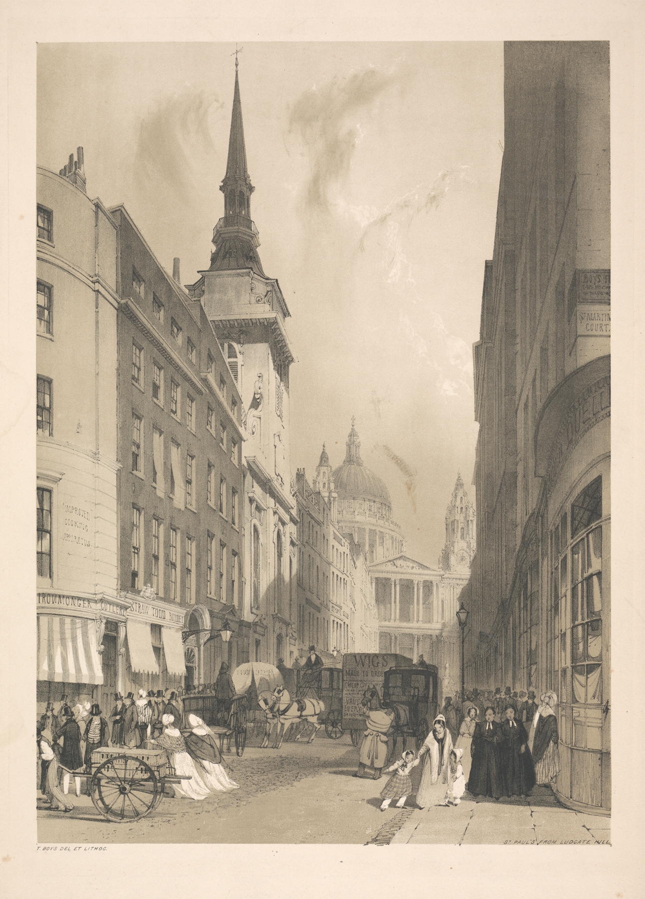 St. Paul’s from Ludgate Hill, by Thomas Shotter Boys, public domain