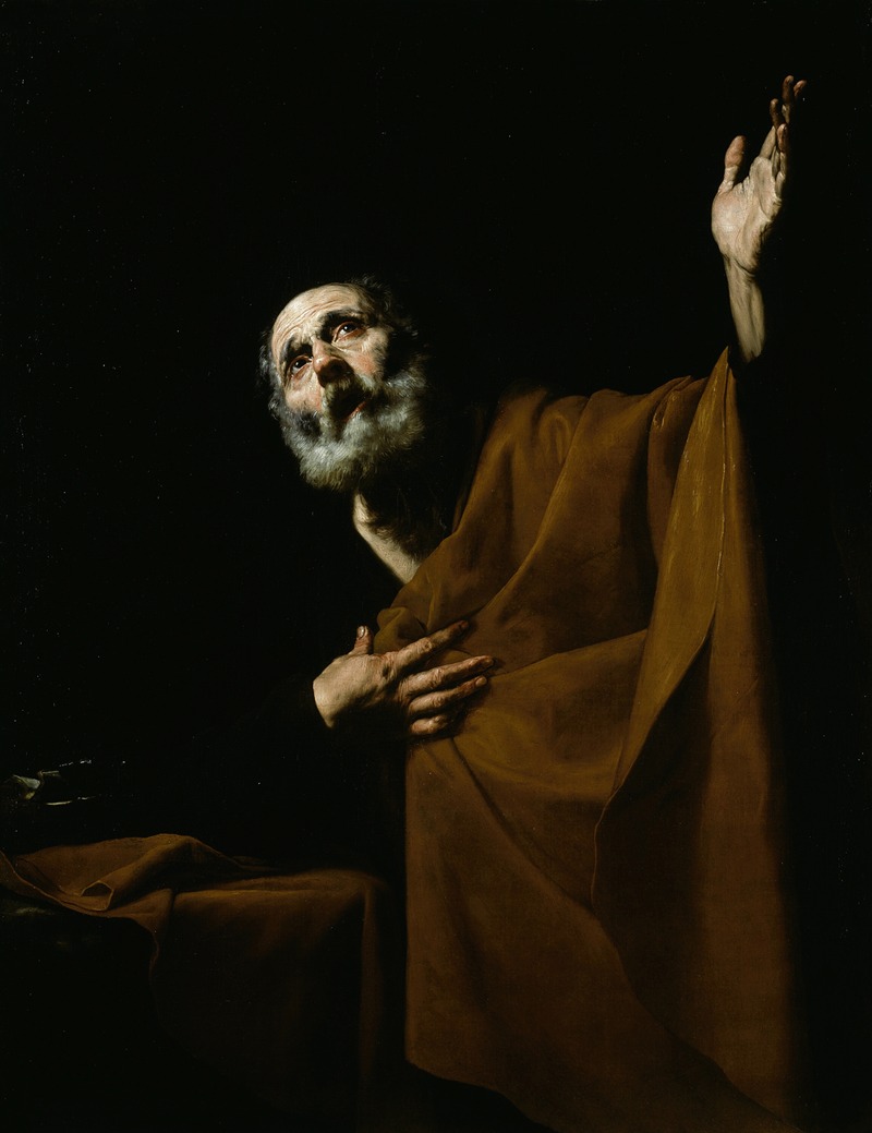Penitent Saint Peter, oil on canvas by Jusepe de Ribera, depicting a sorrowful figure in soft light.