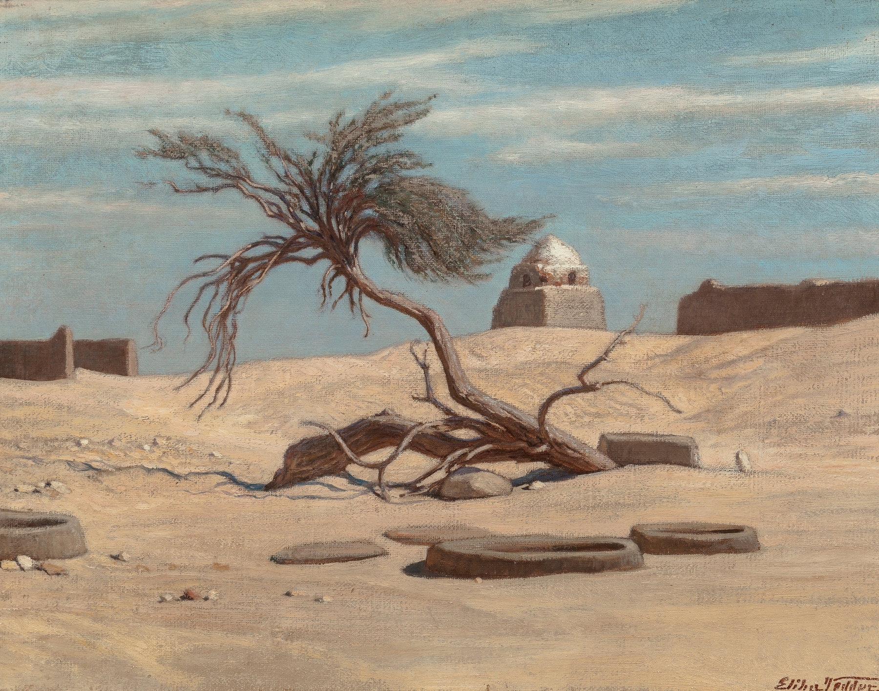 Tree and Graves on the Way to Tel El Armano, Egypt, by Elihu Vedder, public domain