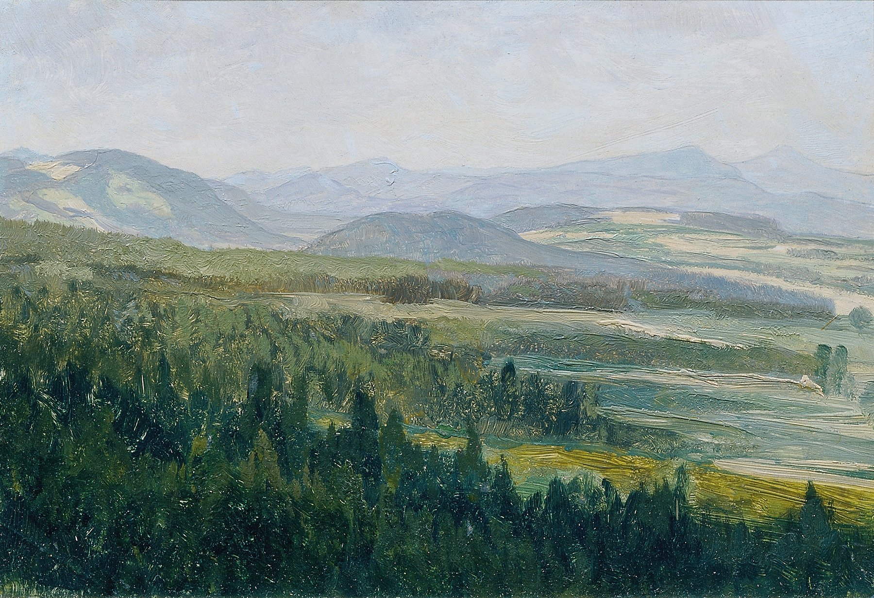 Landscape of Böhmisches Mittelgebirge by Ferdinand Engelmüller, oil painting