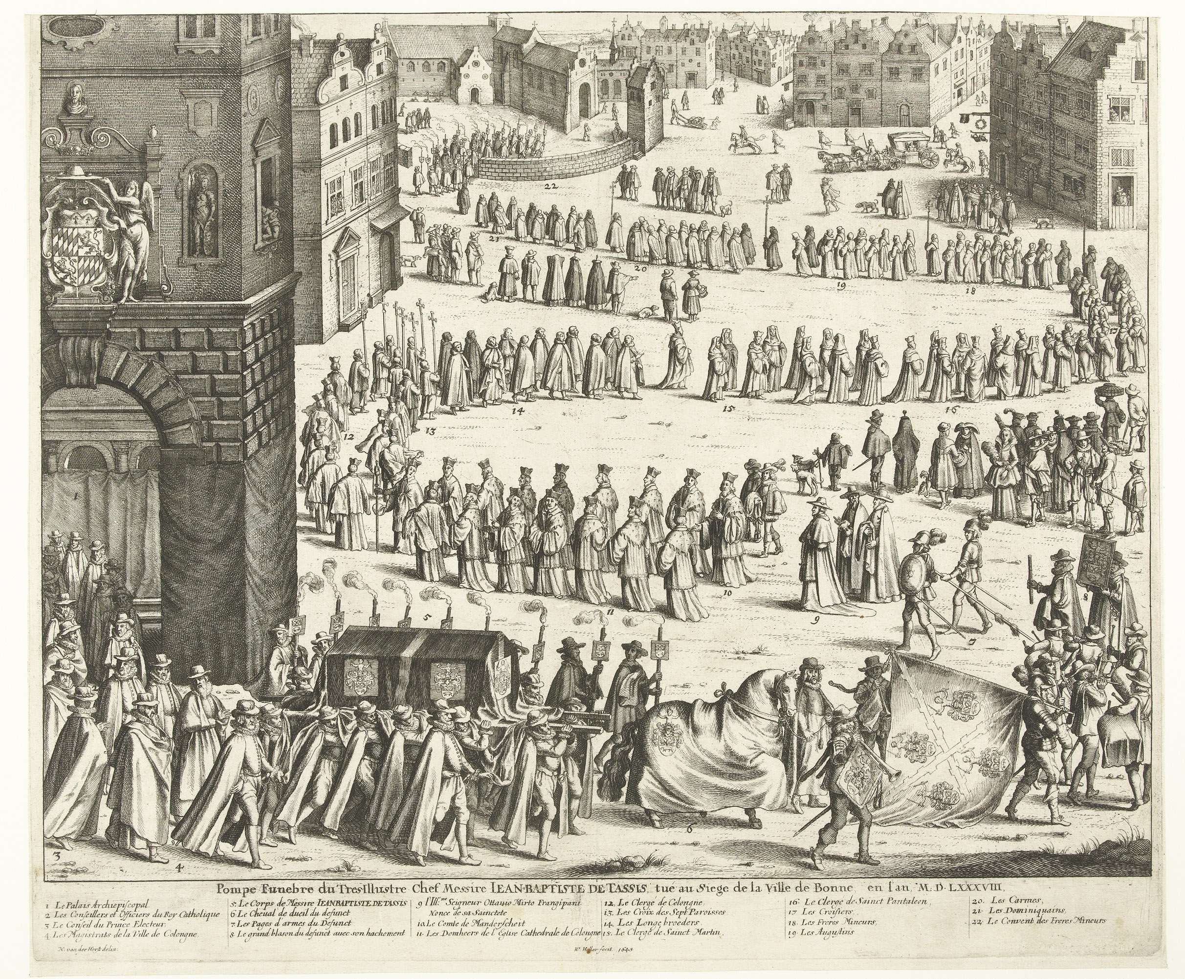 Funeral scene with figures in etching by Wenceslaus Hollar
