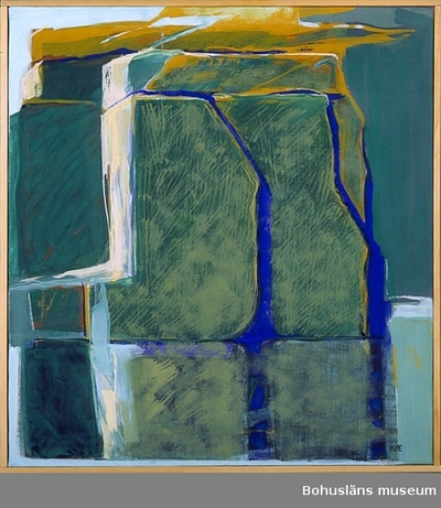 Contemporary landscape by Kerstin Grundberg depicting granite textures in tempera