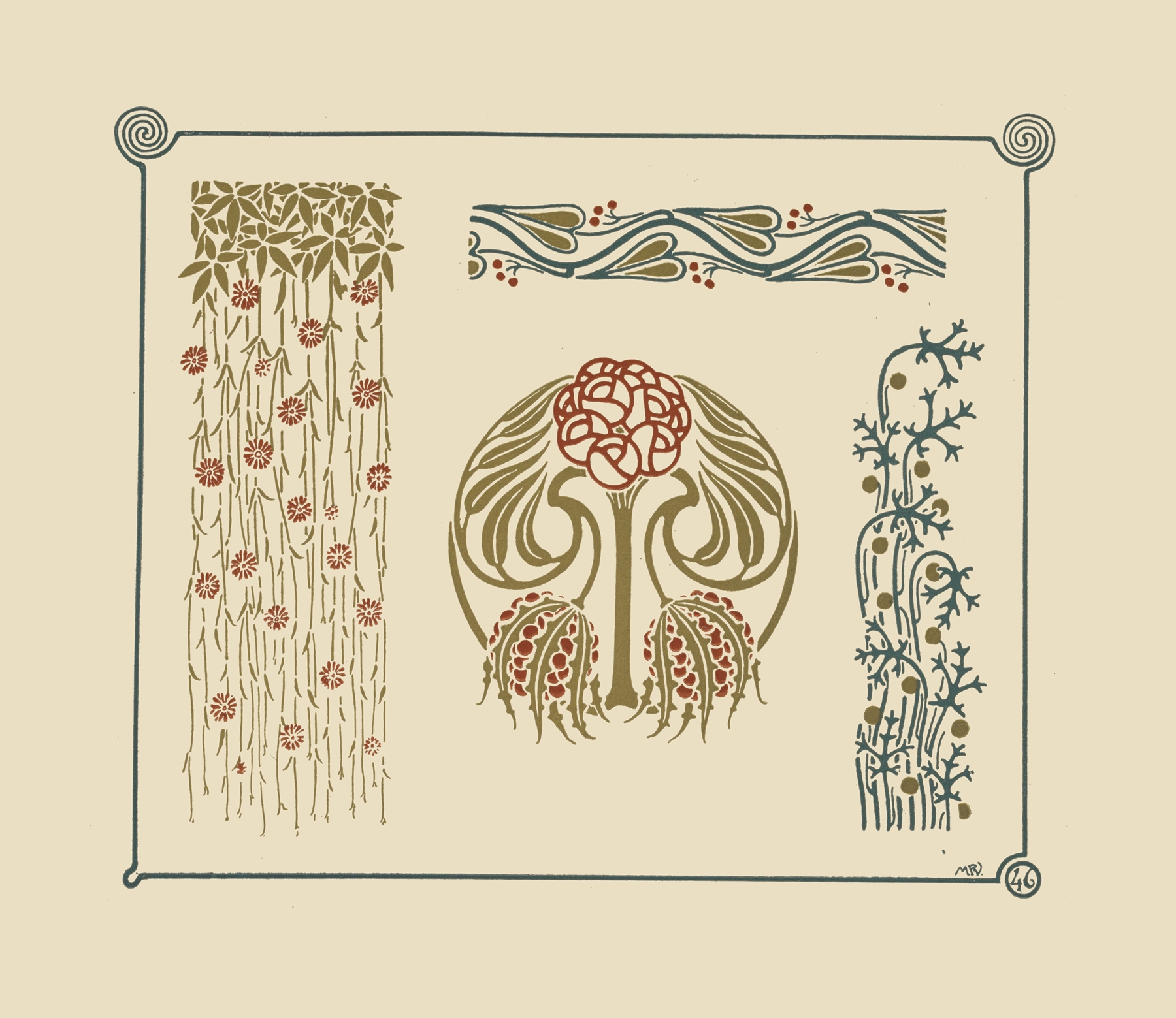 Abstract design based on flowers and berries, by Maurice Pillard Verneuil, public domain