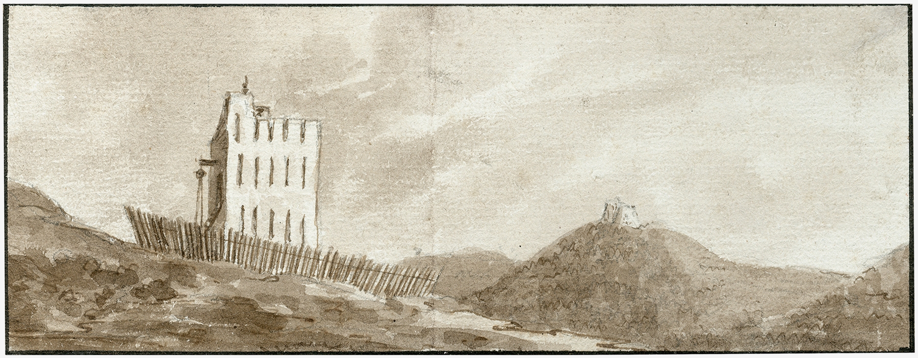 Landscape featuring twilight and hills by Otto Howen, medium unknown