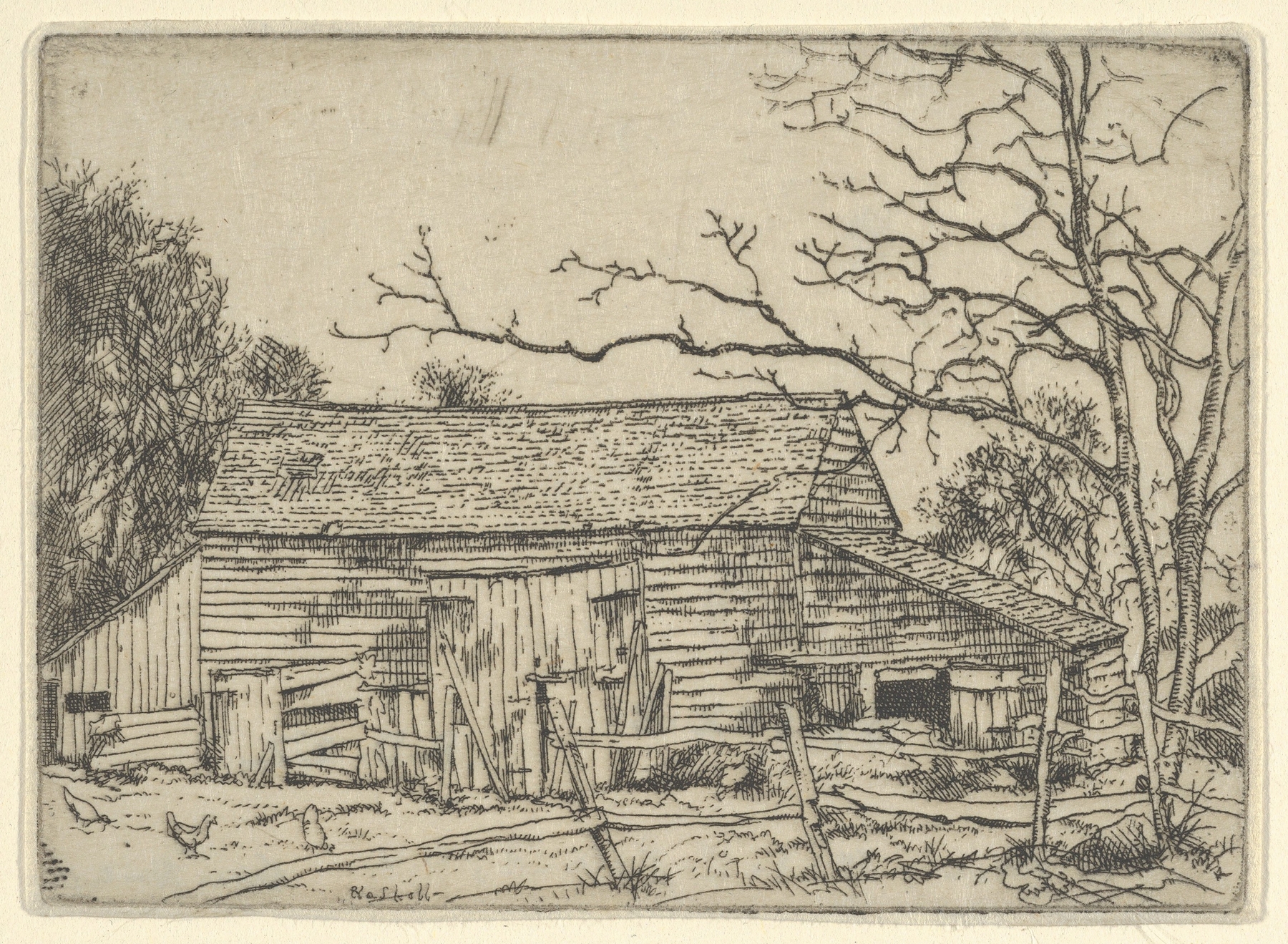 The Barn–Staten Island, N.Y., by Ernest Haskell, public domain