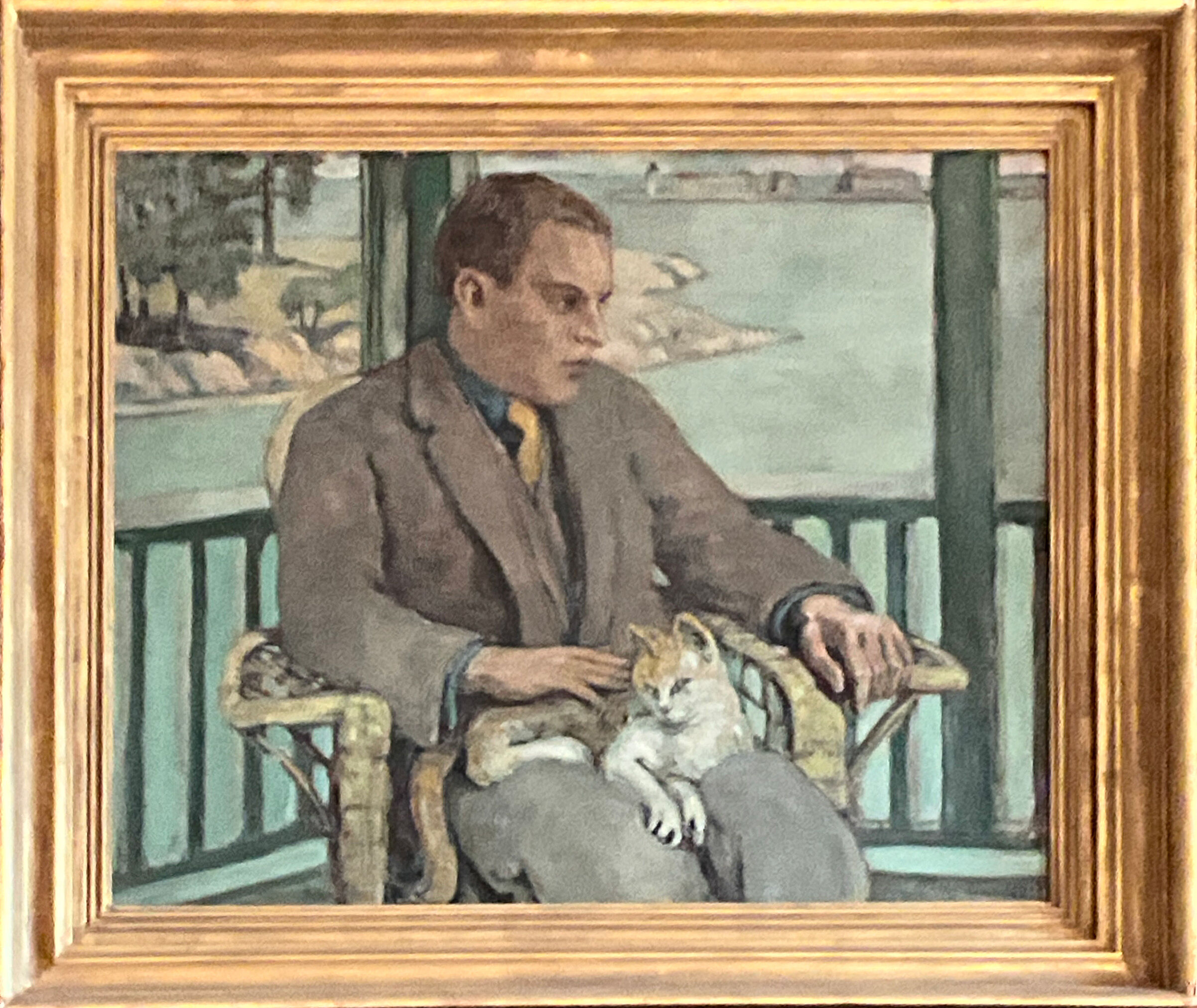 Portrait of F. O. Matthiessen with Pawsey, oil on canvas by Russell Cheney