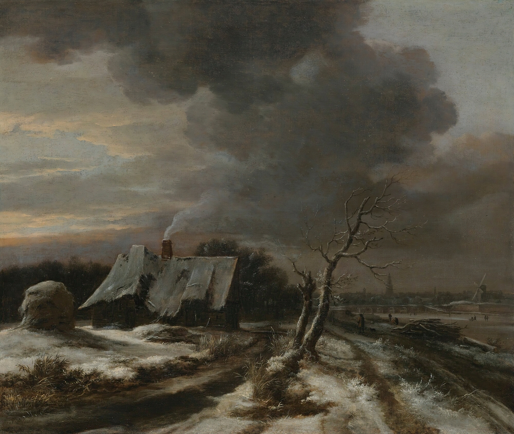 A Winter Landscape With A View Of The River Amstel And Amsterdam In The Distance, by Jacob van Ruisdael, public domain