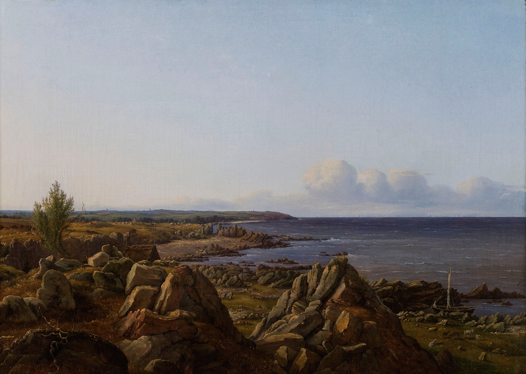 Landscape view with rolling hills and a tranquil sky, oil on canvas by Vilhelm Petersen